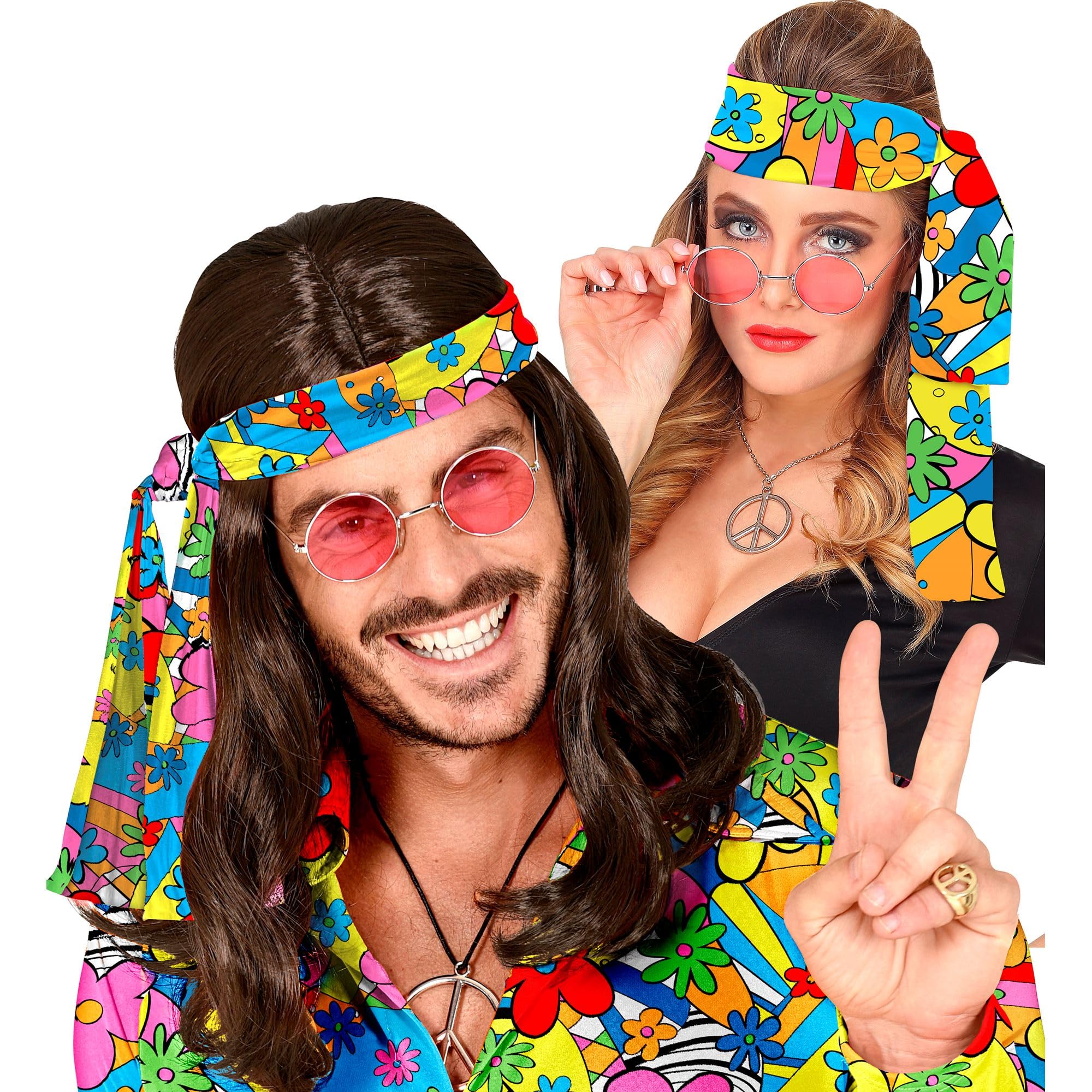 W WIDMANN MILANO Party Fashion - 1960s 70s Headband, Flower Power Headband, Hippie Accessory