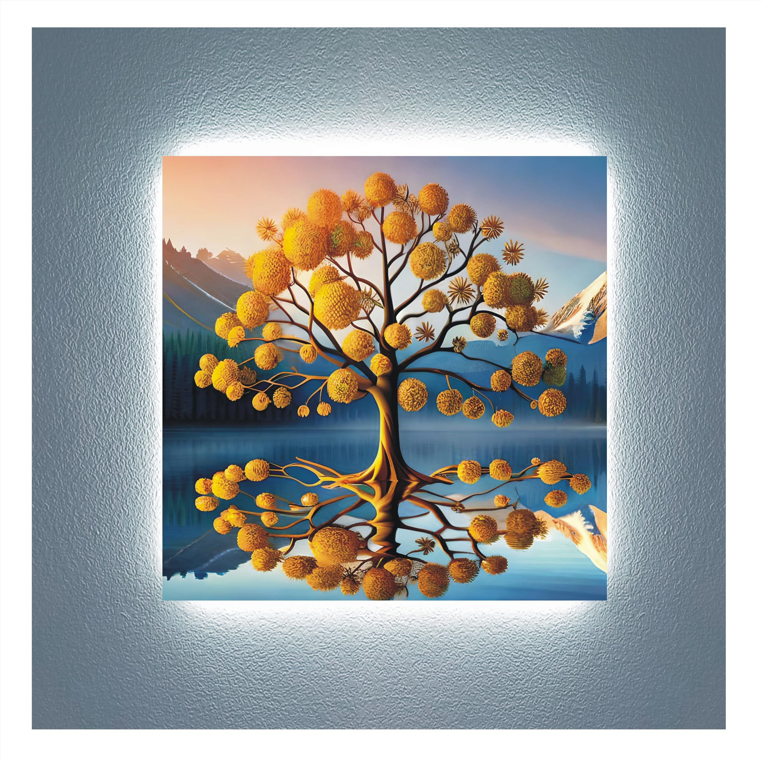 Tableau en méthacrylate arbre d'automne lumineux deco murale salon moderne abstrait