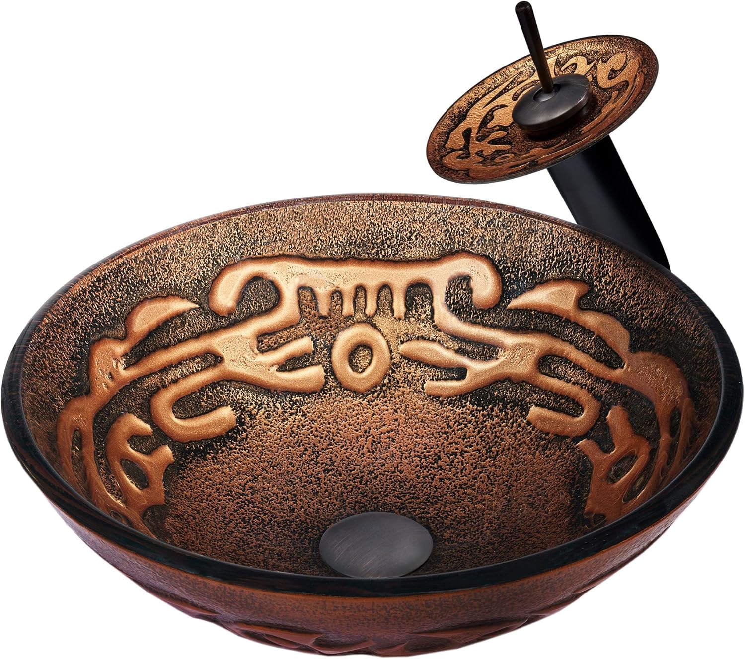 Novatto MOSAICO Glass Vessel Bathroom Sink Set, Oil Rubbed Bronze - NSFC-032001ORB