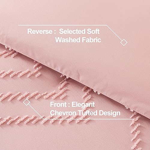Miniatura 5 de Andency Juego de edredón rosa tamaño matrimonial para niñas, bohemio, lindo, suave, esponjoso, cálido, ligero, juego de edredón para cama