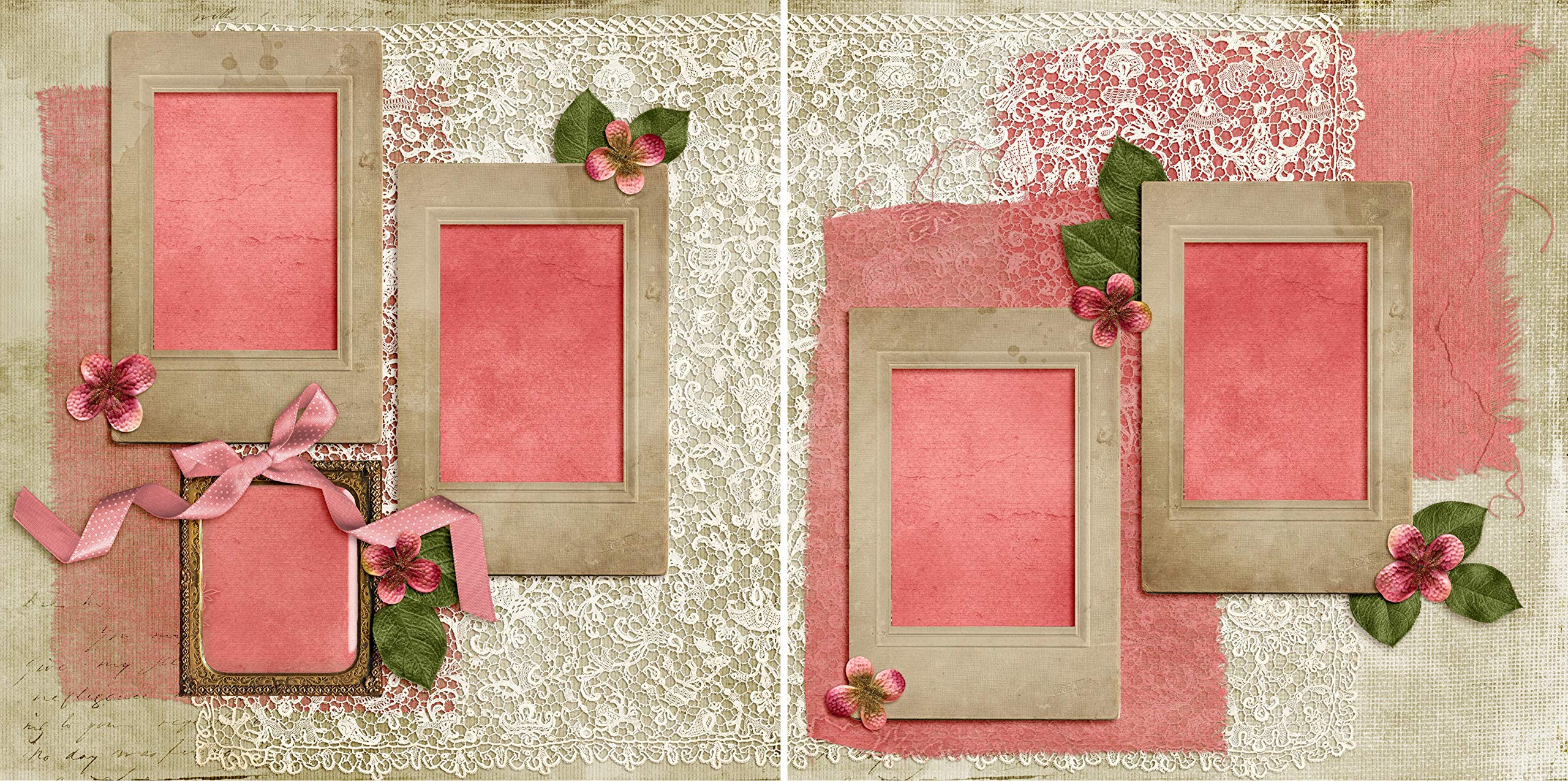 Pink Pretties - Gotowe strony do scrapbookingu - układ EZ 4518