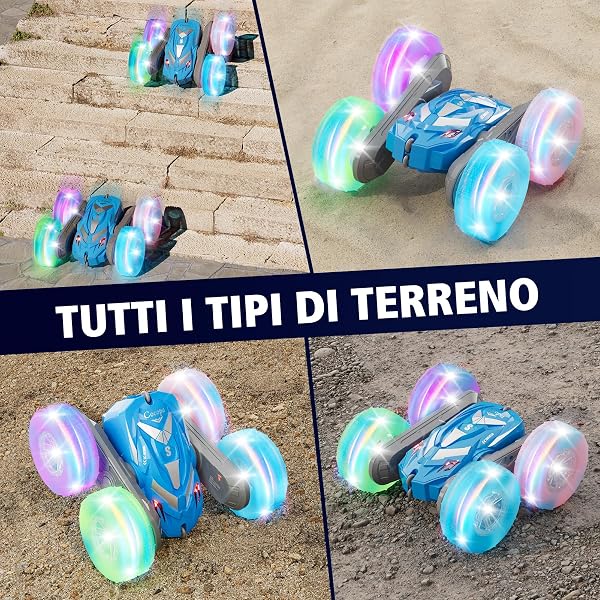 Cocopa Macchina Telecomandata per Bambini con Luce, Giochi Bambini 4 5 6 7 8 9 Anni, Regalo Bambino 3-12 Ragazzi Regali Giocattoli Natale Compleanno, Auto Radiocomandata 4X4 Truck Giochi Esterno (Blu) - 5