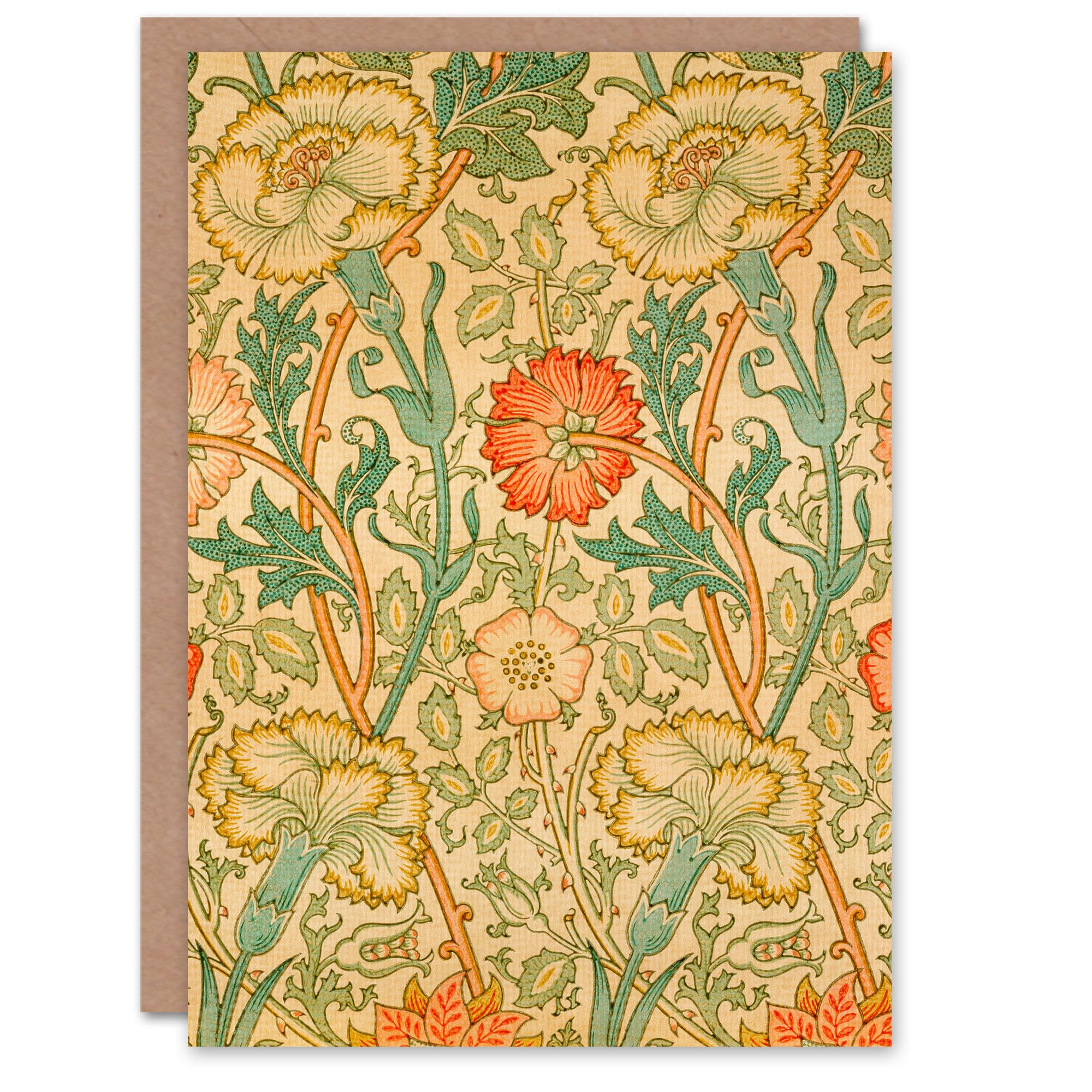 Artery8 William Morris Art Card Pink Carnations and Roses