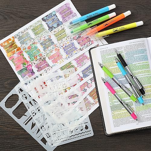 Miniatura 8 de Mr. Pen - Kit de diario bíblico con marcadores/resaltadores de Biblia y bolígrafos sin derrames, pestañas de Biblia, plantillas, regla, regalos