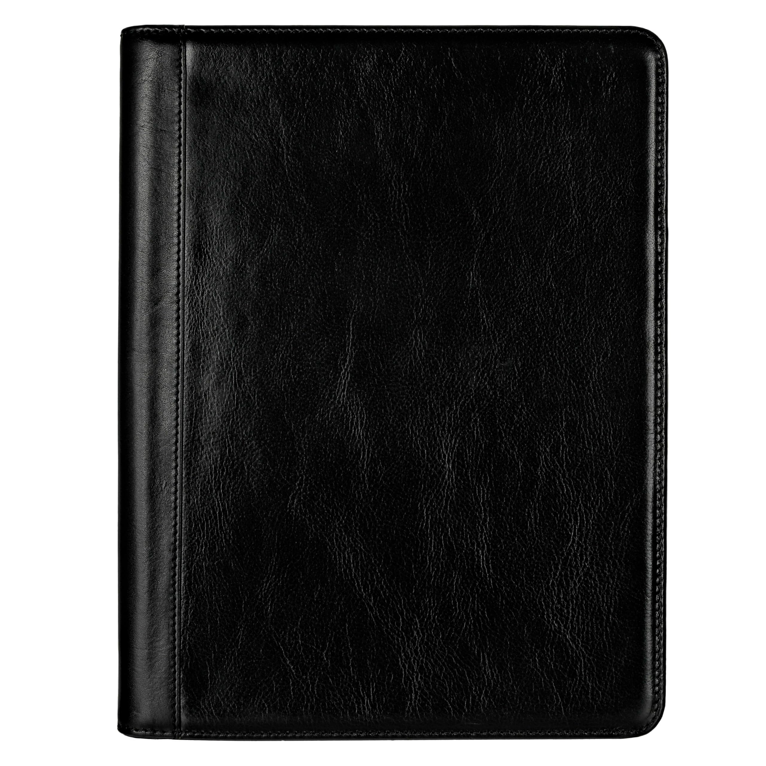 Time Resistance Leather Portfolio - Tablet size Leather Document Case - Small Briefcase, Black, 12.6 inches