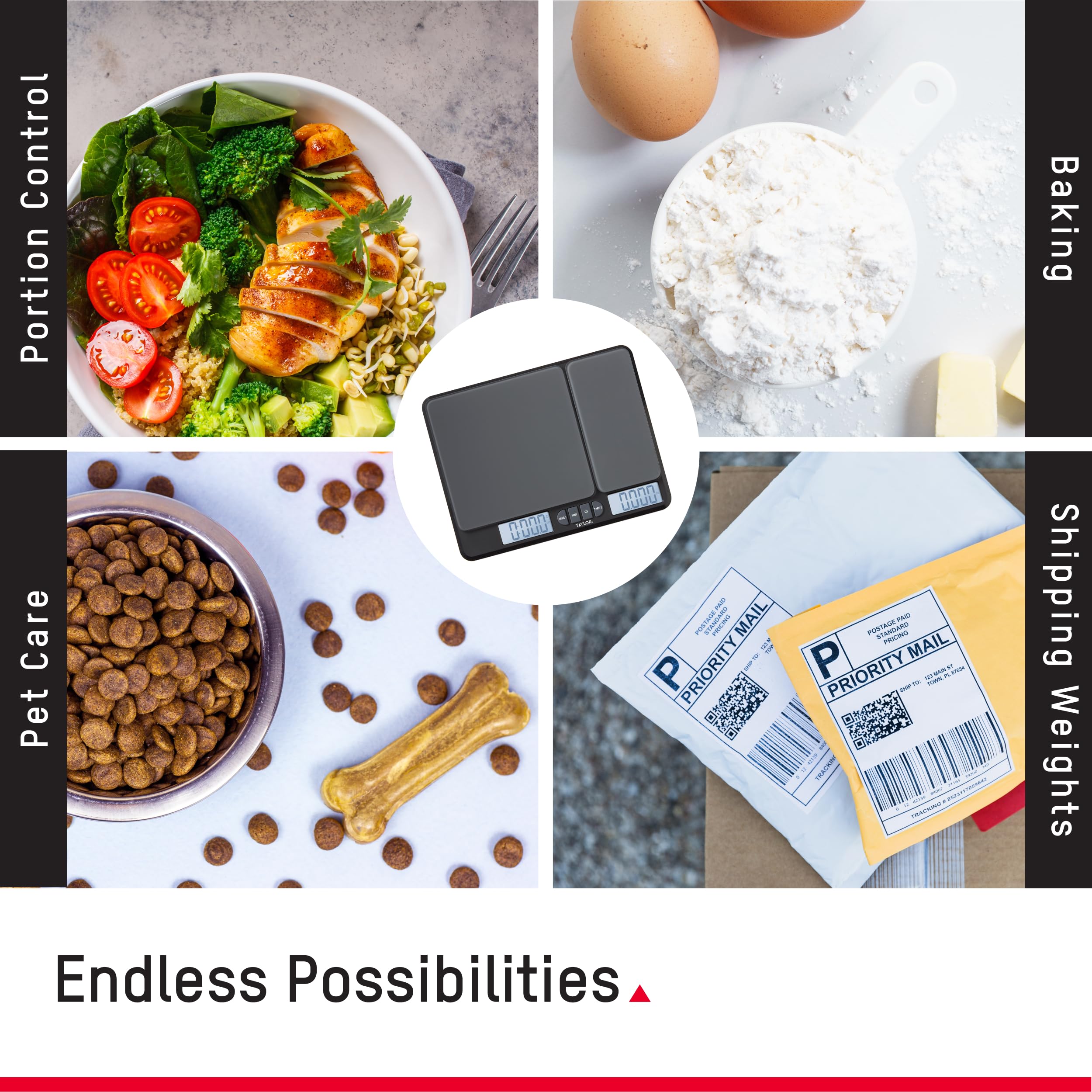 Taylor Báscula de cocina de doble plataforma para alimentos, gramos y onzas digitales para pérdida de peso, hornear, cocinar, preparación de comidas, especias y café, pantalla retroiluminada,