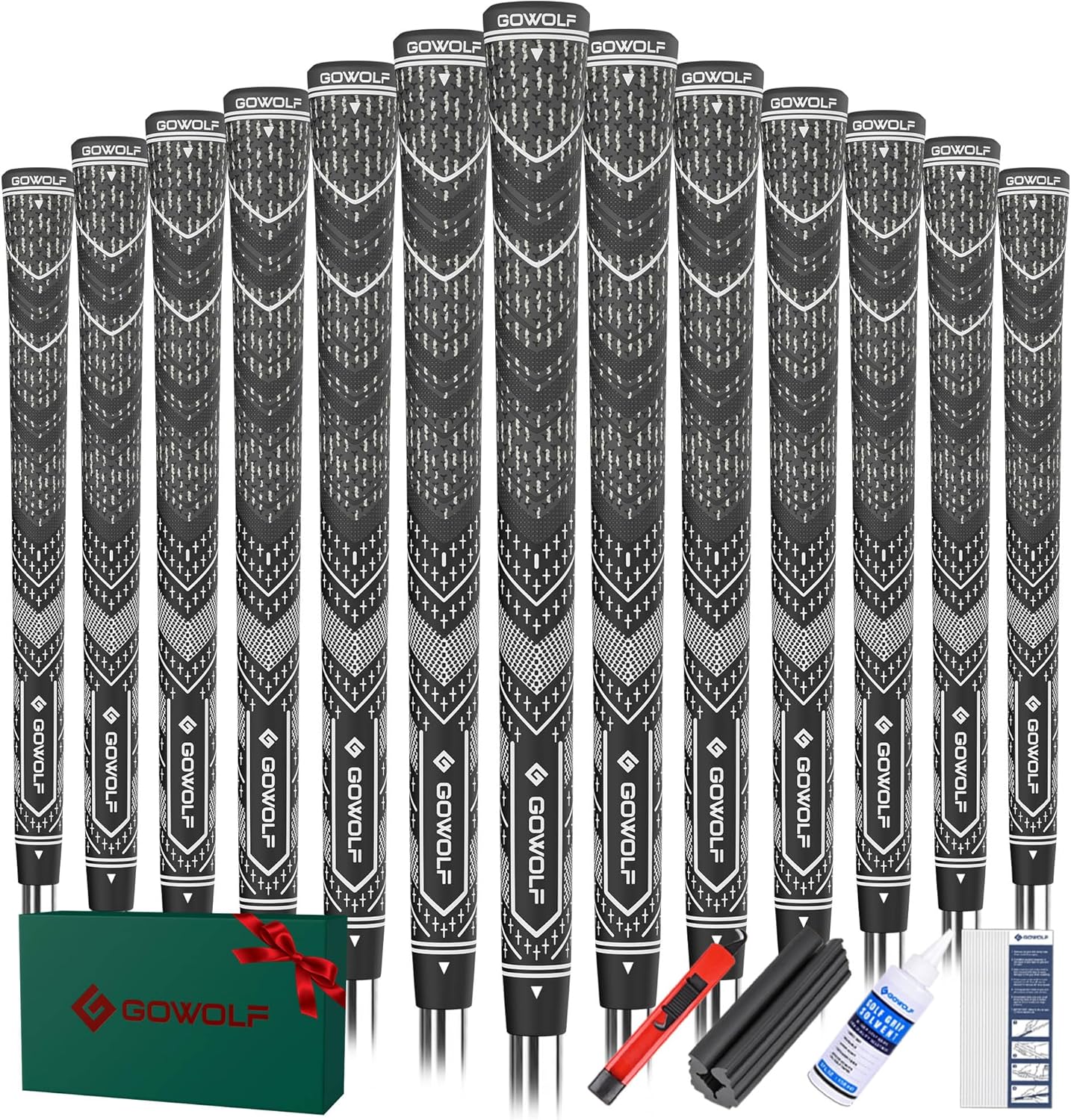 Gowolf Golf Grip Cord Rubber Multi-compound Golf Driver Irons Club Choose 13 Grips with 15pcs Tapes Or Full Kit choose one