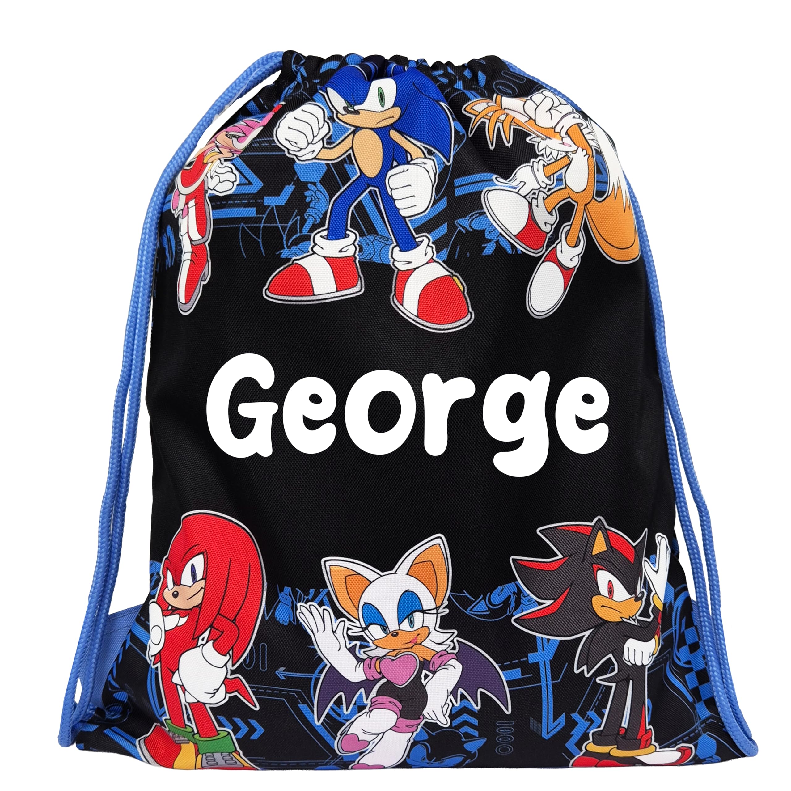 Sonic The Hedgehog Kids Drawstring Bag School PE Gym (Sonic Multicoloured)