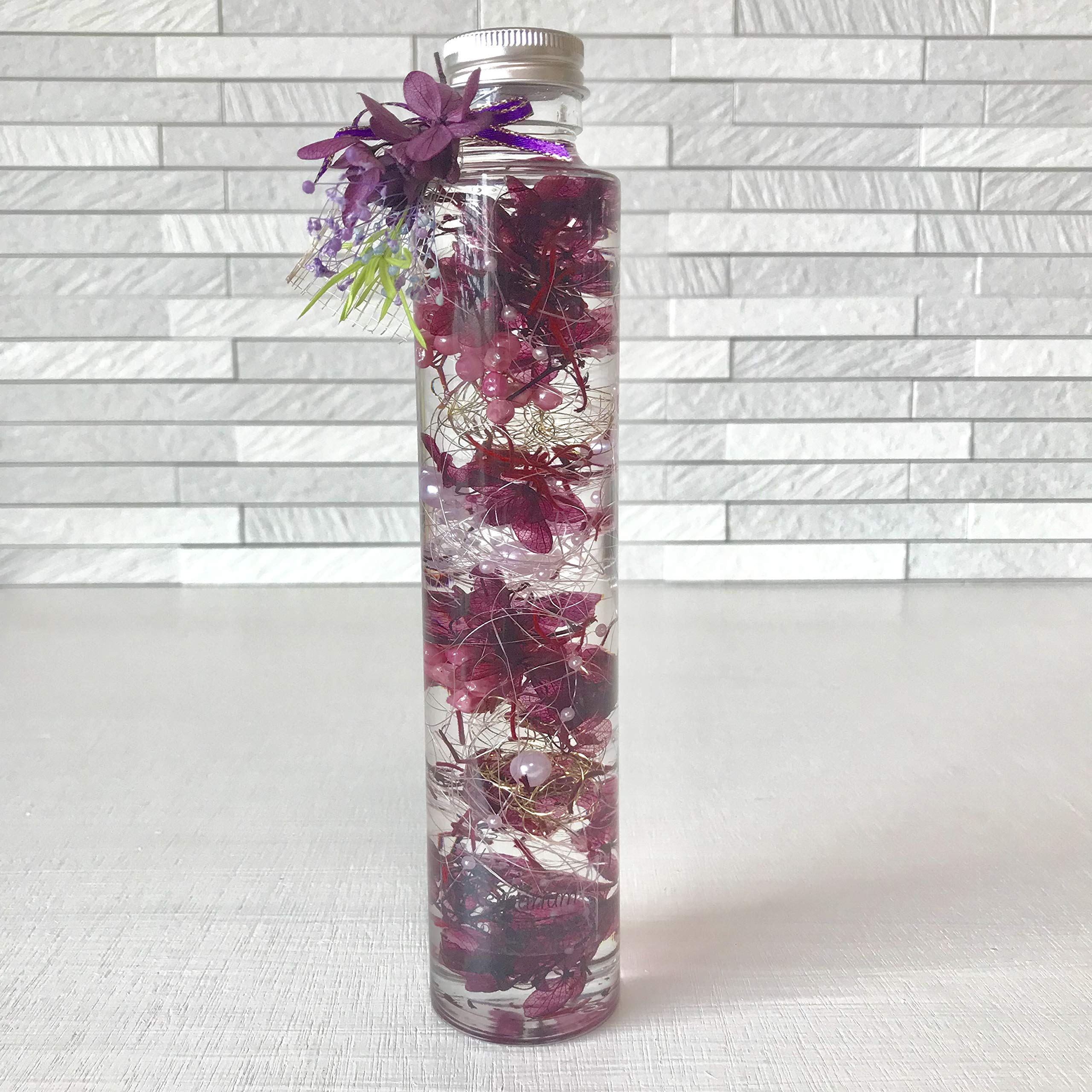 ◇ハーバリウム 344 紫と黄色のバラbottle *.:。✿*゜ 【公式通販】