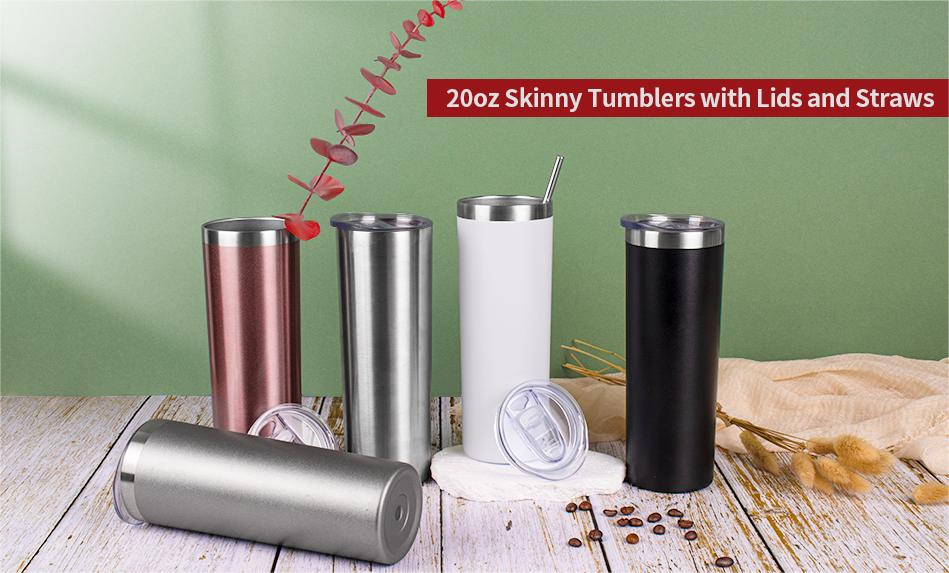 Amazon.com | 20 oz Skinny Tumbler with Lid and Straw,Stainless