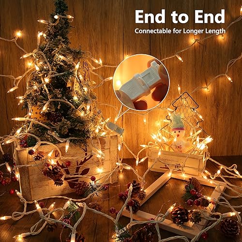 Miniatura 2 de Toodour Luces de Navidad transparentes, 33 pies, 100 unidades, luces incandescentes para interiores y exteriores, con certificación UL, mini