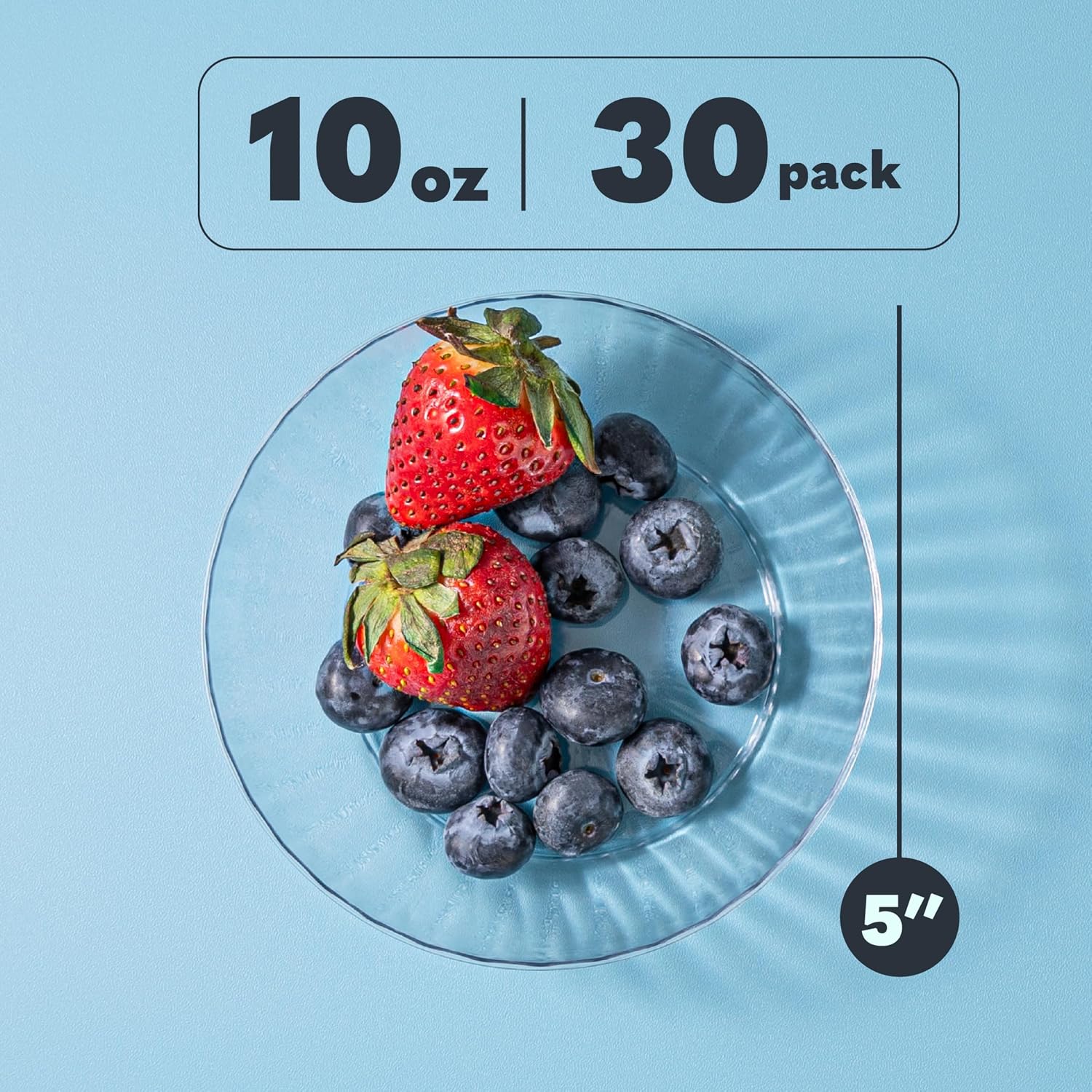 PLASTICPRO 30 Pack Crystal Like Clear Disposable Plastic Plates Dinner Dishes 10 ounce Bowls for Special Occasions Parties