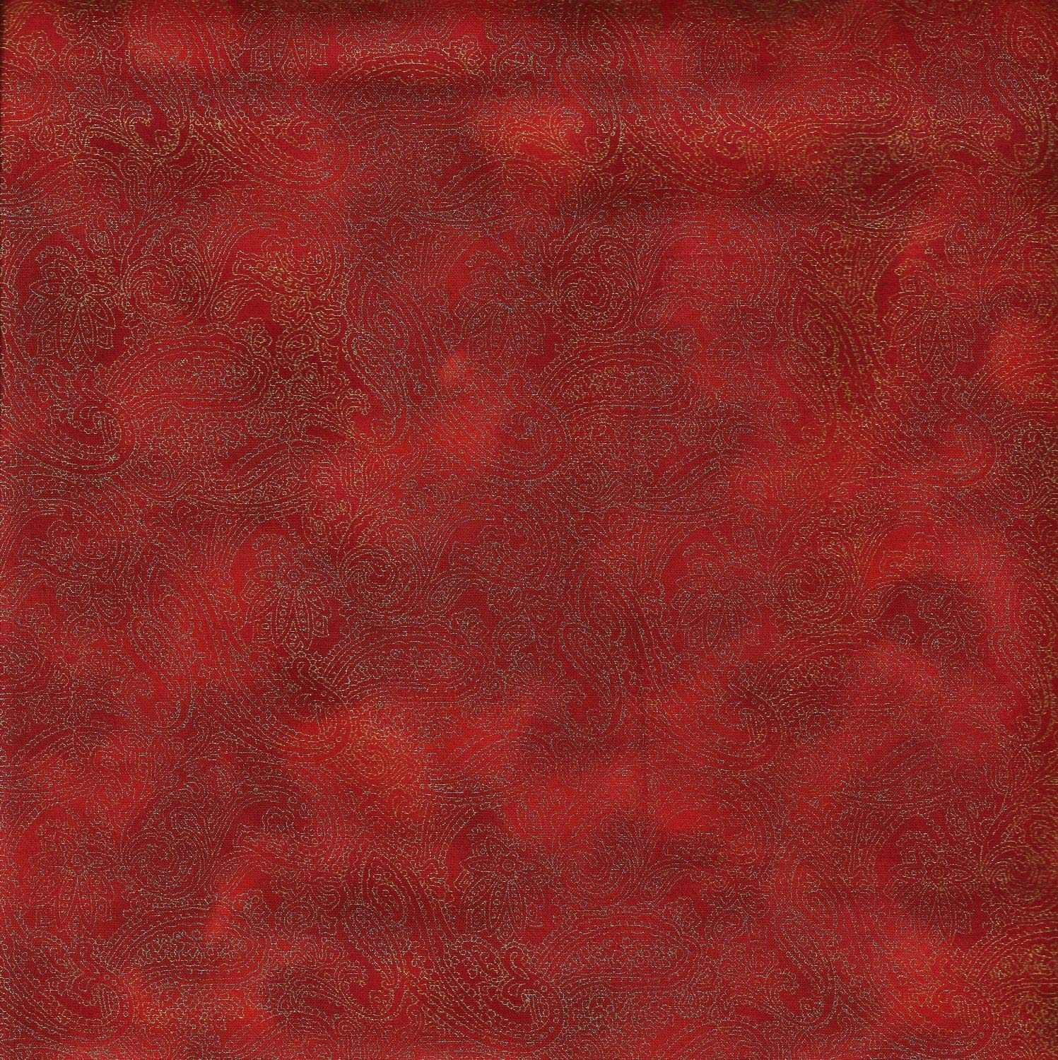 Vintage Christmas Design - (Red Paisley) 100% Cotton British Designed Craft Fabric for Patchwork & Quilting, Lovely Coordinated Colours & Prints – (Price per/QUARTER Metre)