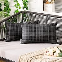 Vista 25 de MIULEE Fundas de cojín decorativas impermeables para exteriores, resistentes al agua, para tienda, patio, jardín, sofá, paquete de 2, 16 x 16 Azul