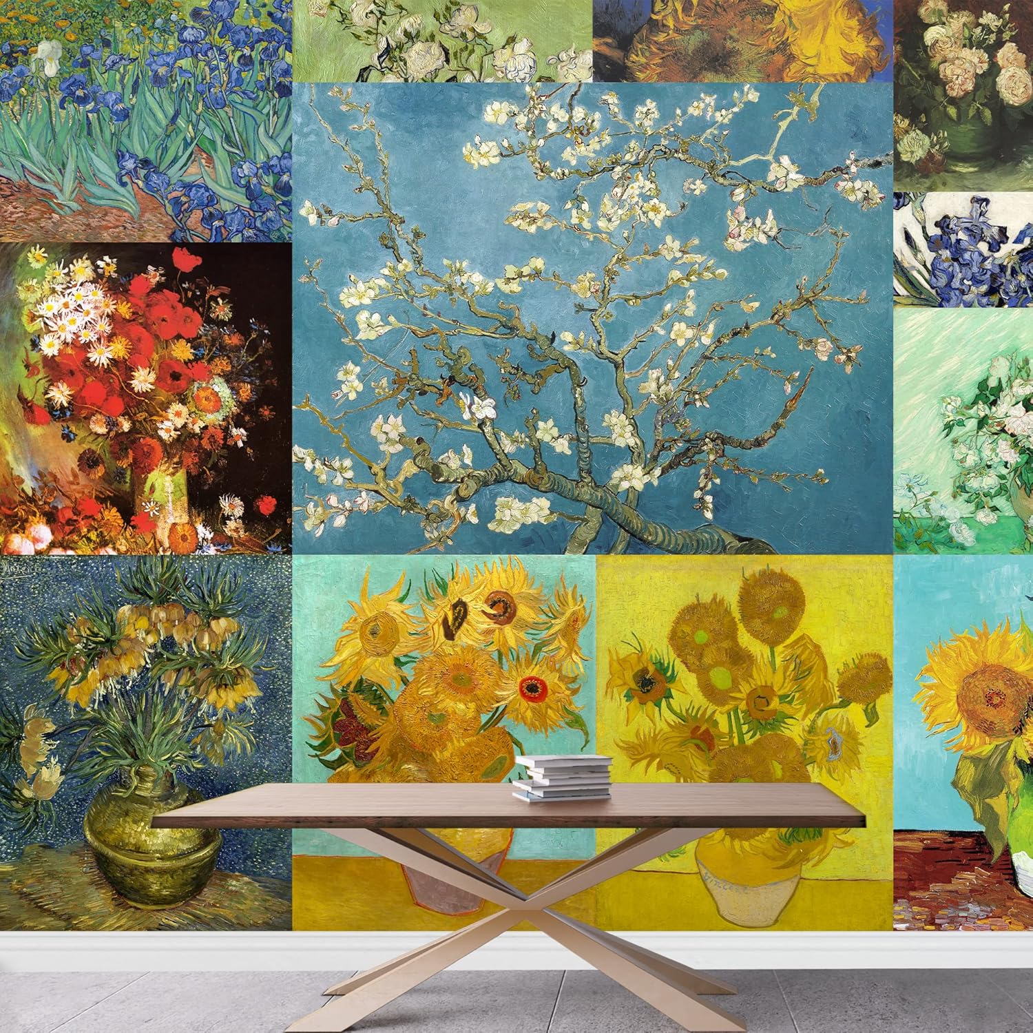 wall26 Peel and Stick Wallpapaer - Famous Paintings Collage by Vincent Van Gogh | Removable Large Wall Mural Creative Wall Decal - 100x144 inches