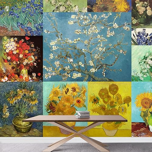 Vista 97 de Wall26 - Papel tapiz en color cobre con estampado de "Almendro en flor" de Vincent Van Gogh Verde azulado "Flor de almendra