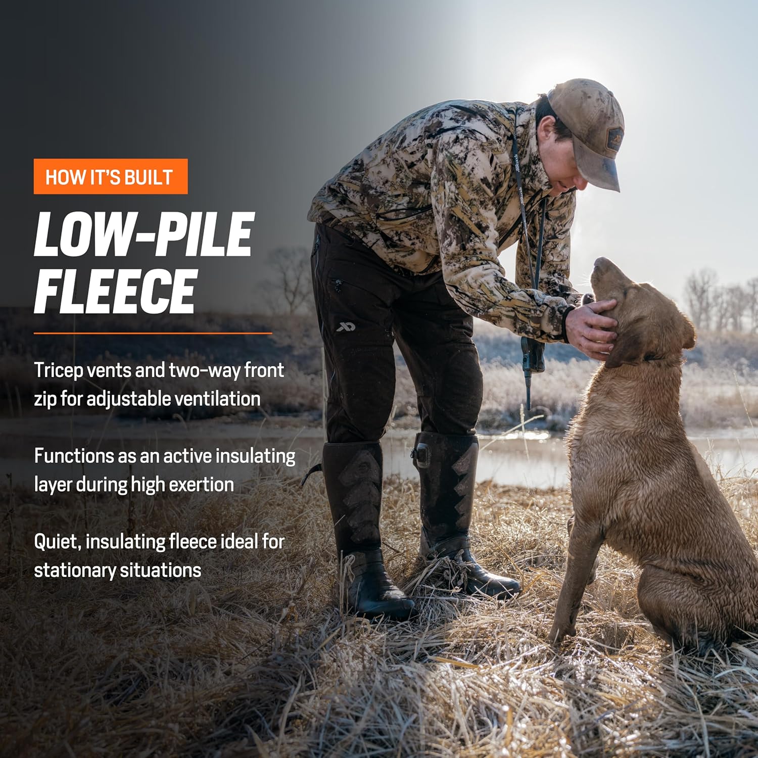 First Lite Men's Challis Fleece - Windproof Soft Shell Camo Hunting Jacket, Hoodless Thermal Layer Hunting Gear For Men - Image 5