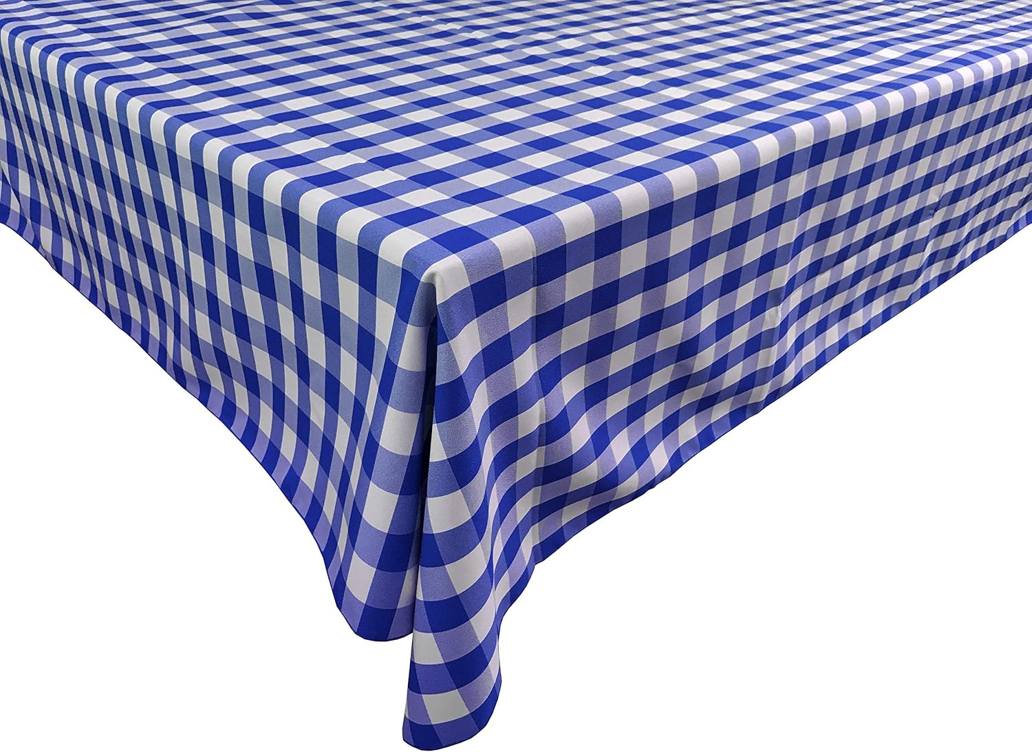 Zen Creative Designs Polyester Tablecloth Durable Machine Washable, Dining Room Holiday Decor (56" x 102" Rectangle, Checker Blue & White)