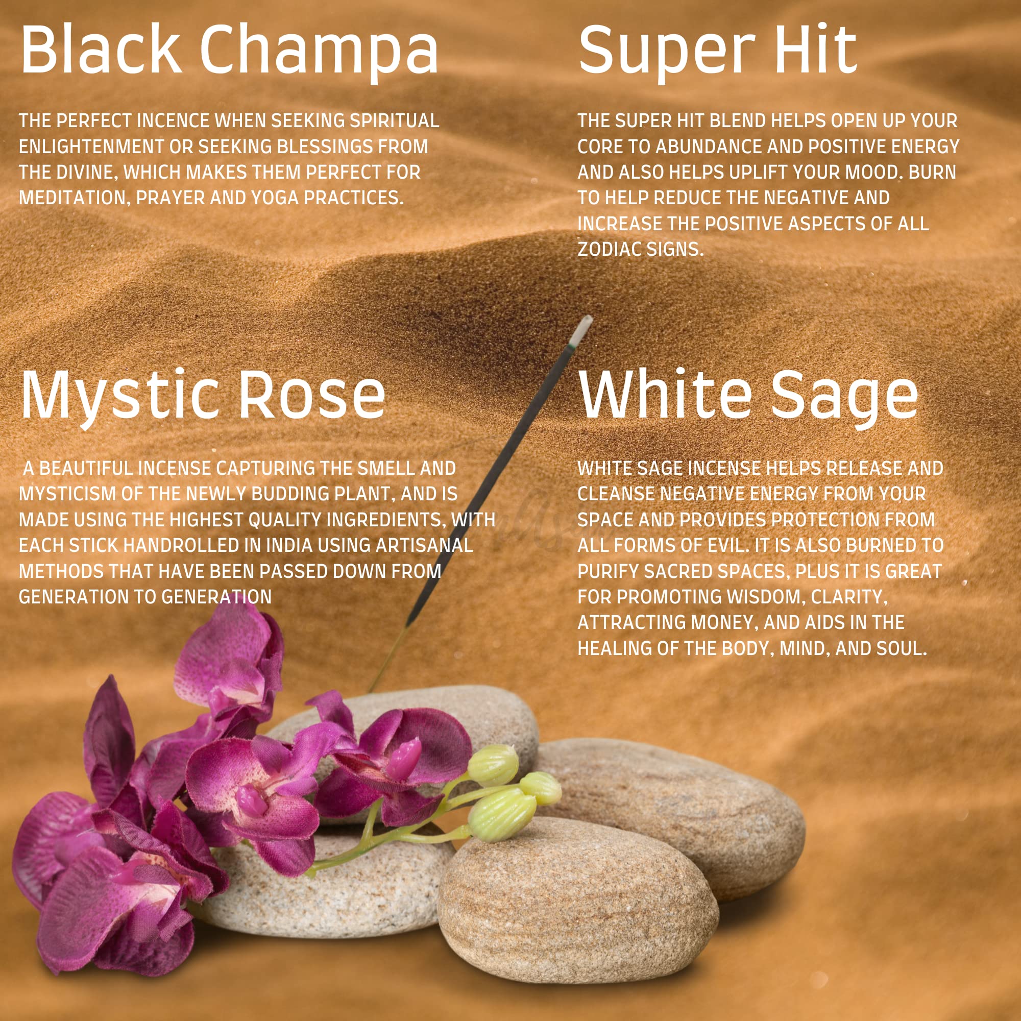 SAMASIA Satya Mix 12 incense set 6, Money, Musk, Palo Santo, Mystic Rose, Lemon Grass, Black Champa, Natural, Namaste - Image 4