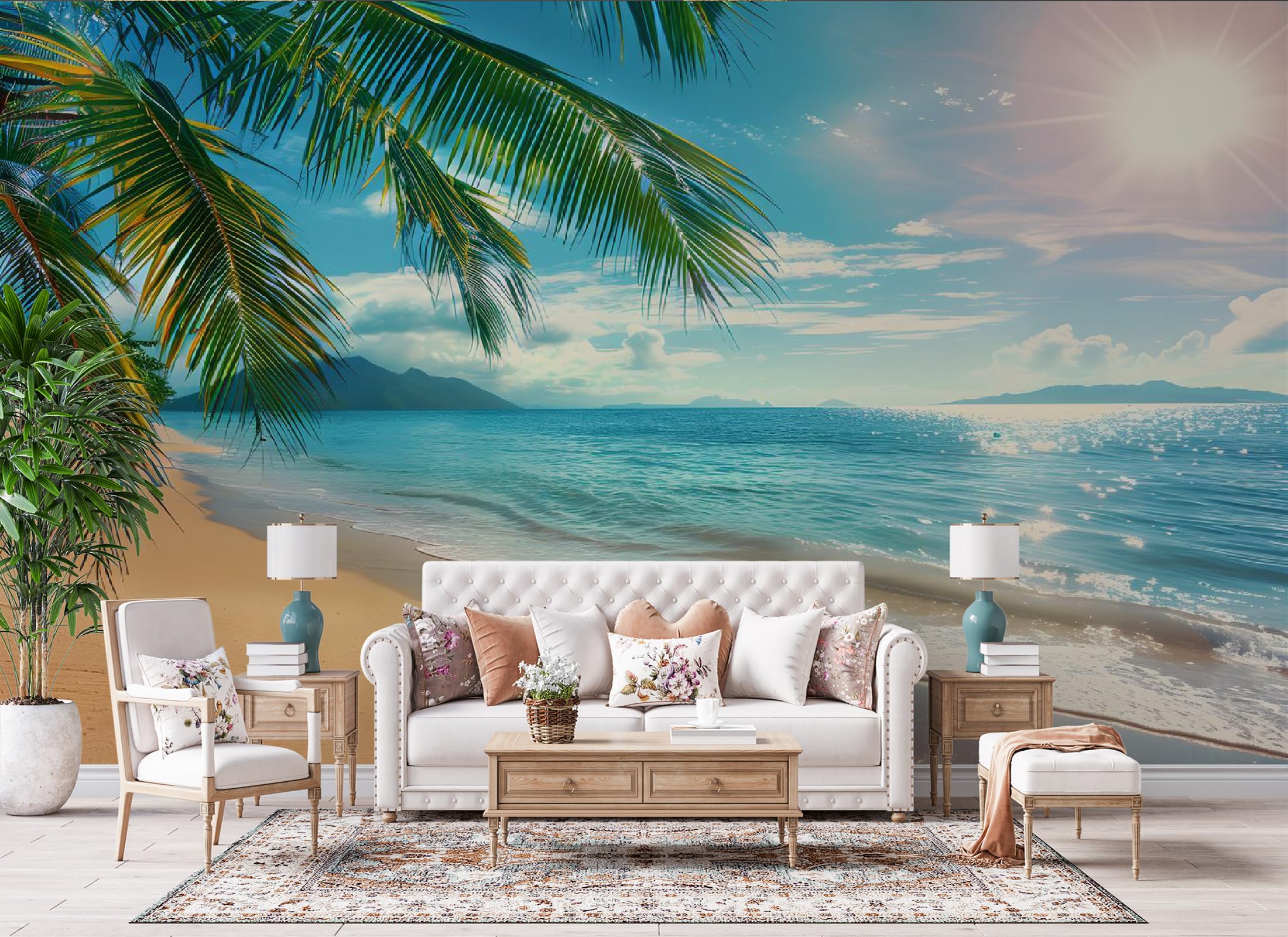 Papier peint plage tropicale pour s'évader depuis son salon