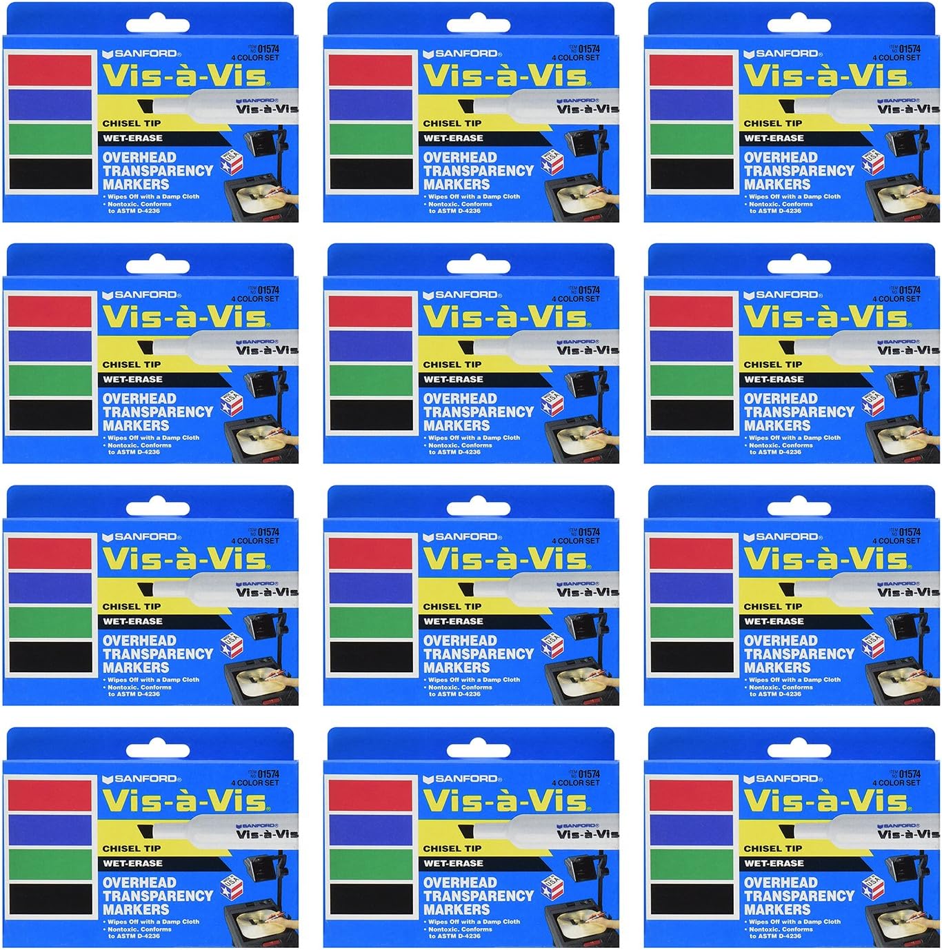 Sanford VisAVis WetErase Markers, Chisel Tip, Assorted