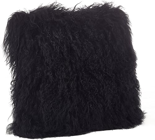 Vista 170 de SARO LIFESTYLE Almohada de lana de cordero mongol 100% con relleno de poliéster, 20 pulgadas, gris