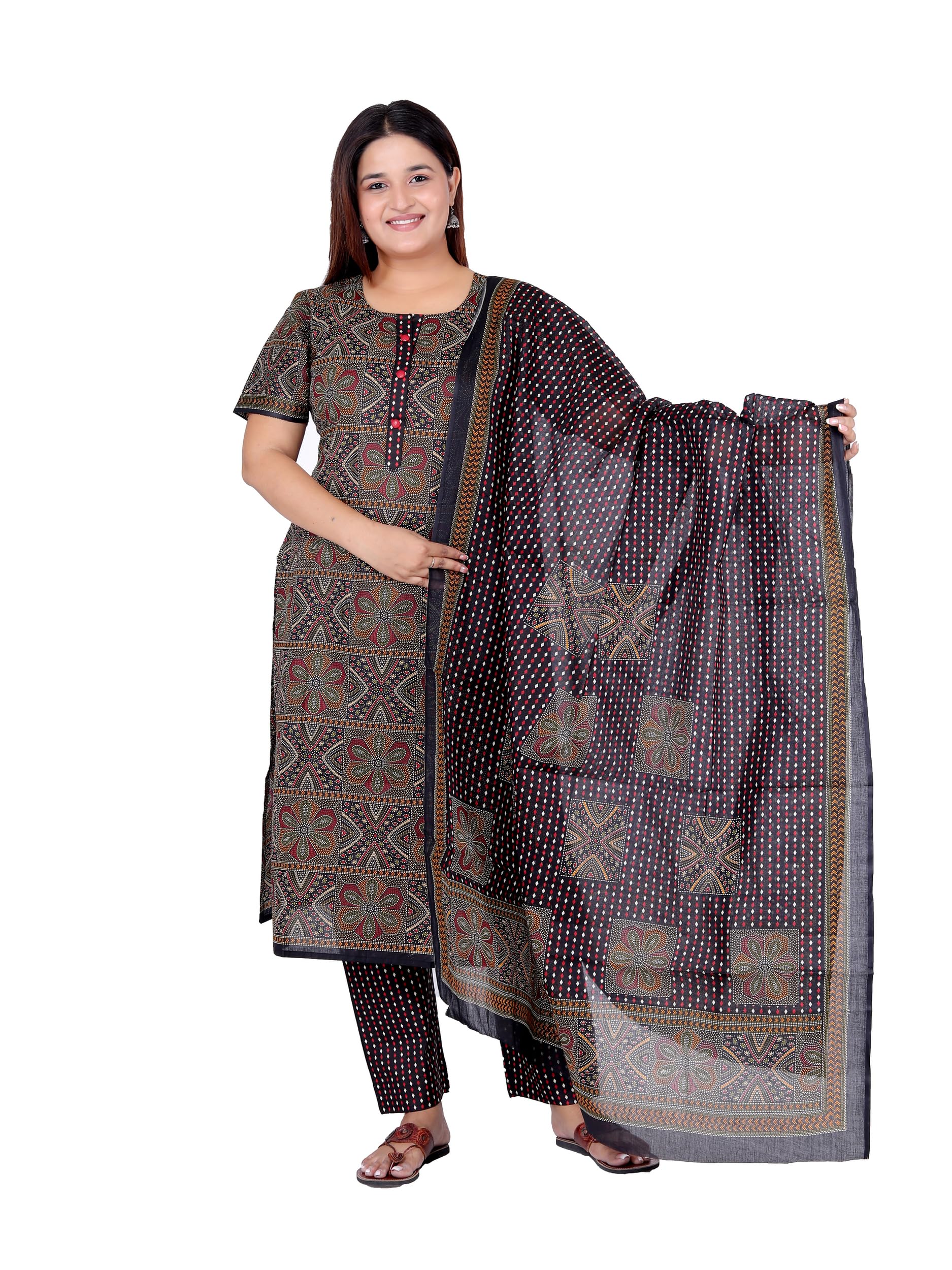 miraan Cotton Printed Readymade Salwar Suit For Women (MIRAANRV7405_Black)-picture-18