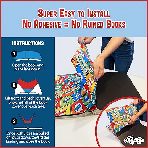 Miniatura 3 de Diseño divertido, funda de libro fácil de aplicar, 1 paquete. Chaqueta jumbo elástica que se adapta a la mayoría de libros de texto de tapa dura de