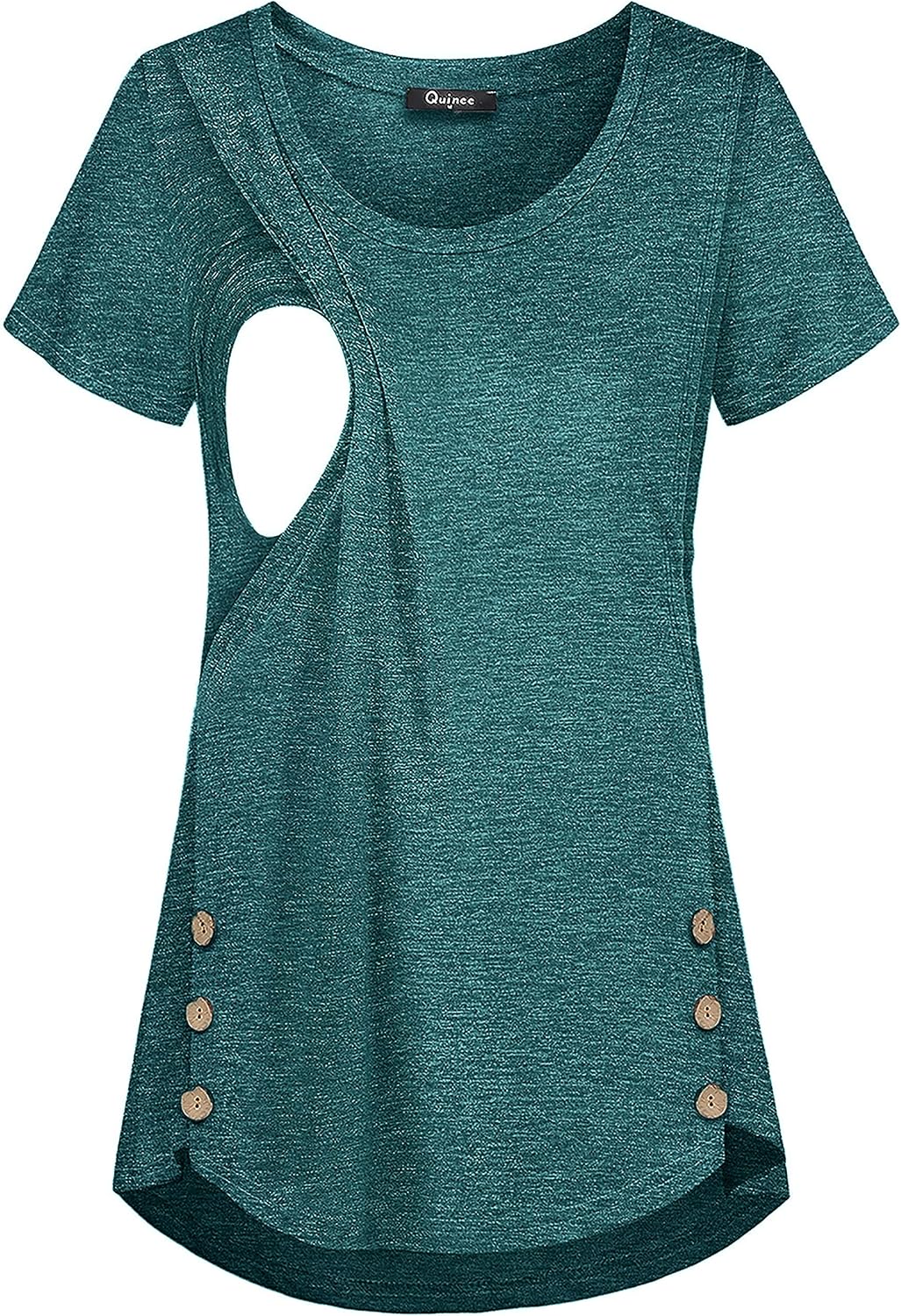 Quinee Women's Casual Button Side Nursing Tops Maternity Breastfeeding Tunic