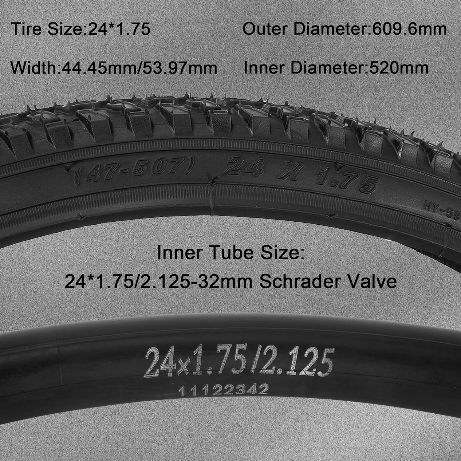 RUTU 24/26/27 inch Bicycle Tires Foldable,24/26/27 Inch Bike Tire and Tube with AV Schrader Valve,Installation and Removal Tools Compatible with Beach Cruiser and Urban Commuting Bicycle