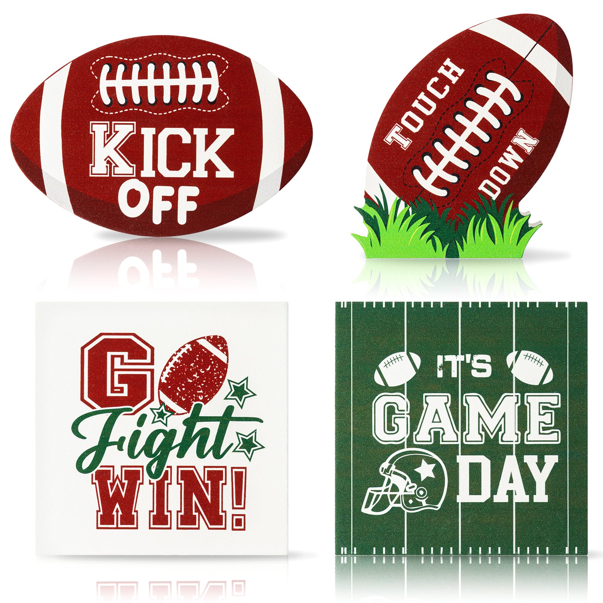 WATINC 4PCS Fall Football Tiered Tray Decor, Rugby It’s Game Day Wooden Centerpiece Sign, Football Themed Birthday Party Decoration Supplies, Rustic