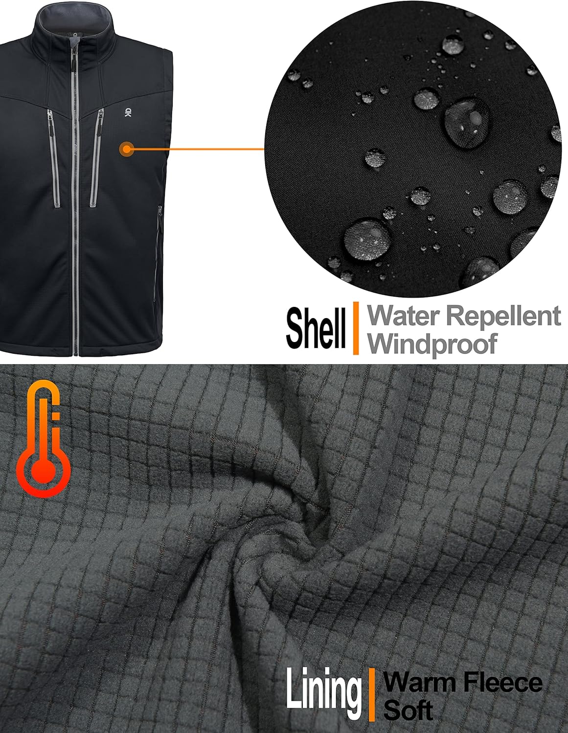 Little Donkey Andy Men's Lightweight Fleece Lined Outdoor Vests Windproof Sleeveless Jackets for Hiking Travel Golf - Image 4