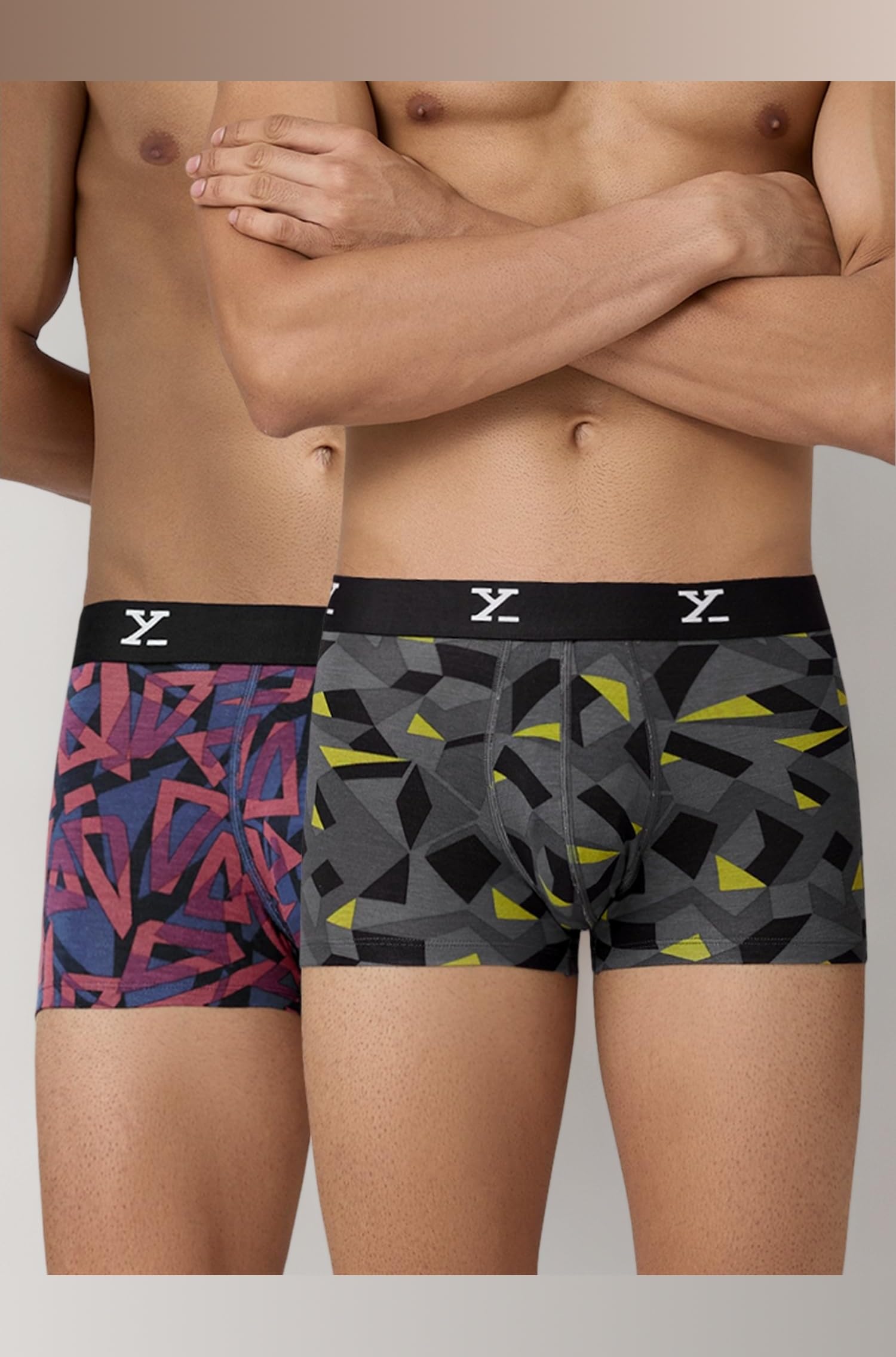 - Men's CloudSoft Micromodal Trunks| Printed No Marks Waistband Underwear for Men Combo (Pack of 2)