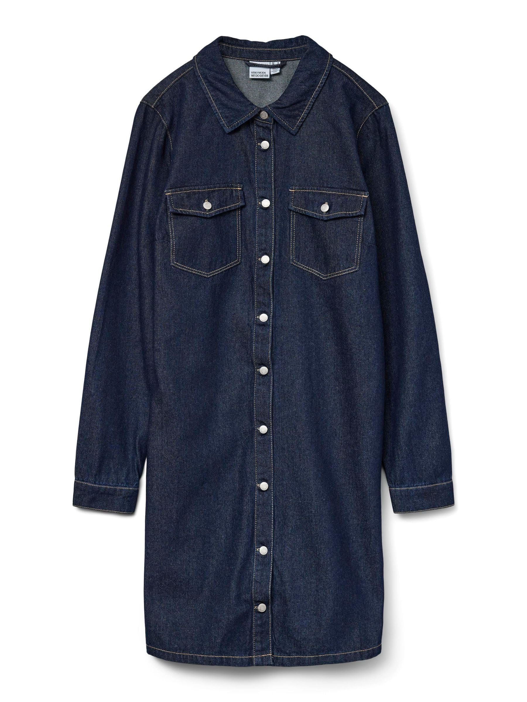 VERO MODA Damen Vmjennie Ls Short Denim Dress Ga Noos