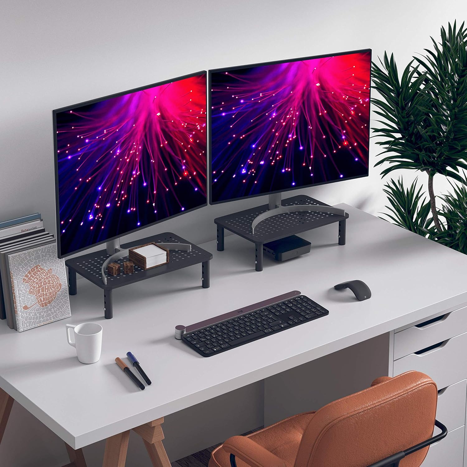 Crazy Deals EVOOMI Monitor Riser Laptop Stand for Desk [2 Pack] – HD Steel -Sturdy, Stable, Anti-Skid Back Saver - Adjustable Laptop Riser Shelf Computer Monitor Stand, Desktop, Printer, iMac