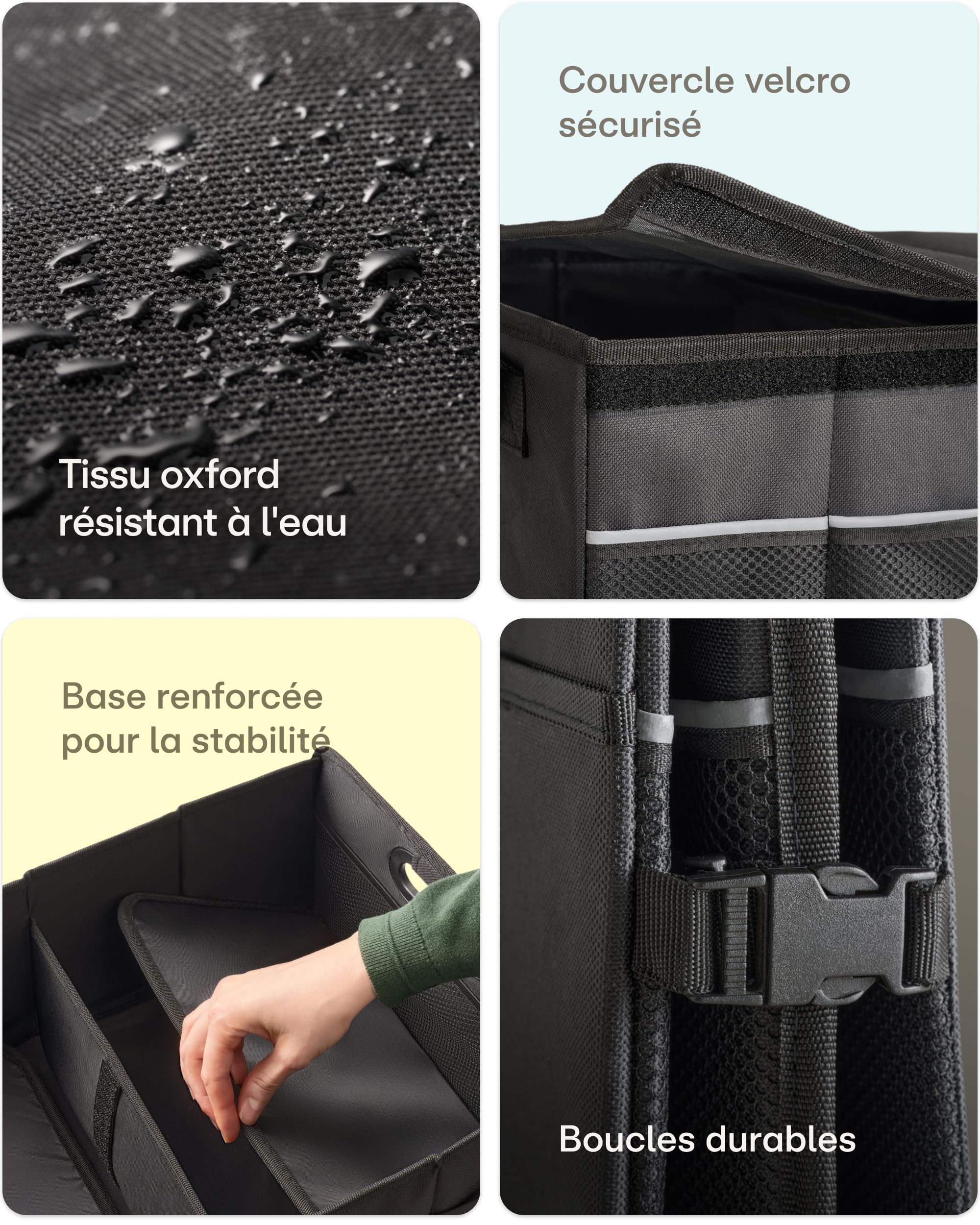 Praknu Organiseur de Coffre avec Couvercle Grand 45L – Pliable à 20L – 3 Compartiments avec 11 Poches – Déperlant & Antidérapant – Facile à Transporter – Idéal pour un Coffre plus Ordonné