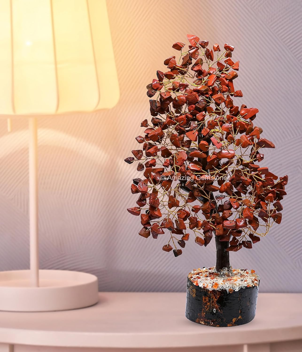 Amazing Gemstone Red Jasper Natural Healing Premium Crystal Bonsai Feng Shui Fortune Money Tree of Life for Home Office Decor (Gift Box Ready,10-12 Inch) - Image 2