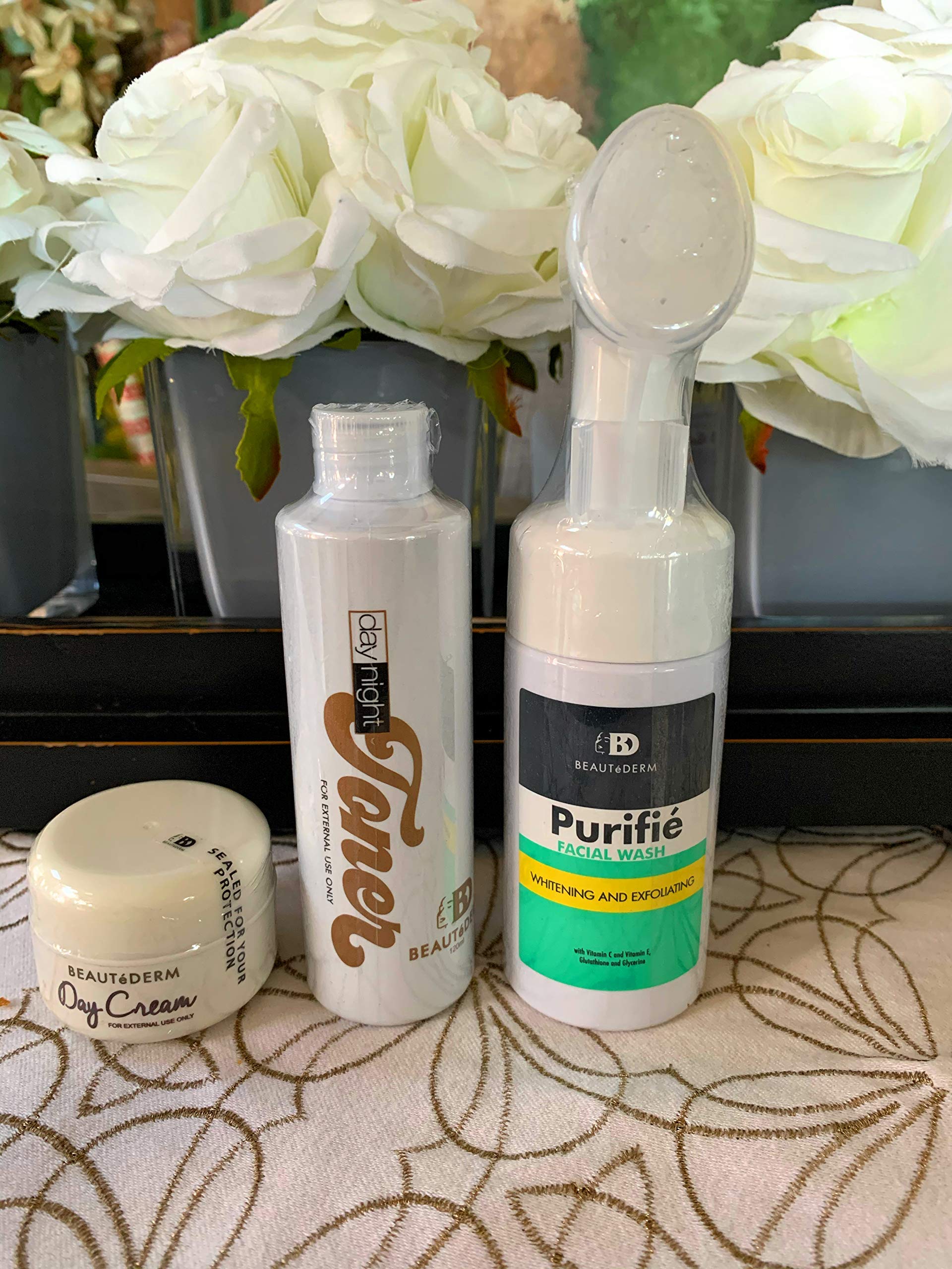 BEAUTéDERM PURIFIE FACIAL WASH w/PUMP BRUSH, DAY CREAM 20g. and DAY & NIGHT TONER 120ml. - Sold by HMBFS