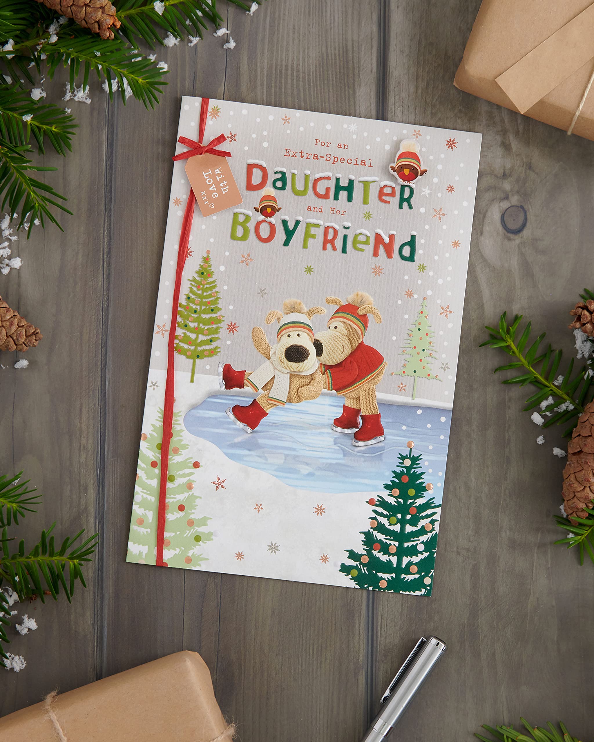 Boofle Christmas Card for Daughter & Boyfriend - Cute Design, Multi, 165mm x 254mm - Image 3