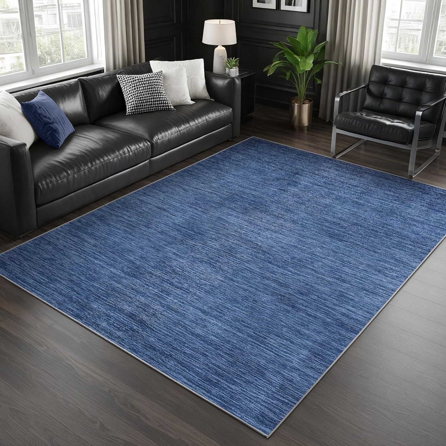 Valenrug Washable Rugs 5x7 - Non Slip 5x7 Area Rugs for Living Room, Stain Resistant Area Rugs for Bedroom, Foldable Machine Washable Area Rug(5'x7', Navy) 09-navy 5' x 7' (Rectangular)