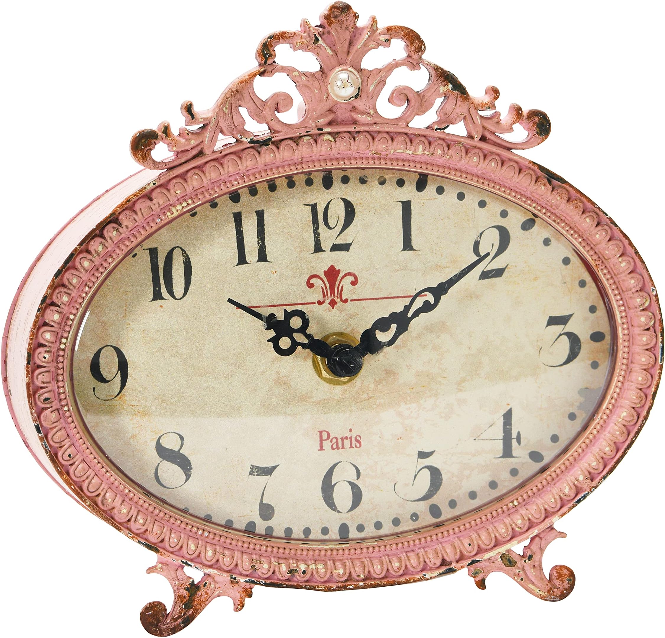 Creative Co-opDistressed Pewter, Pink Mantel Clock