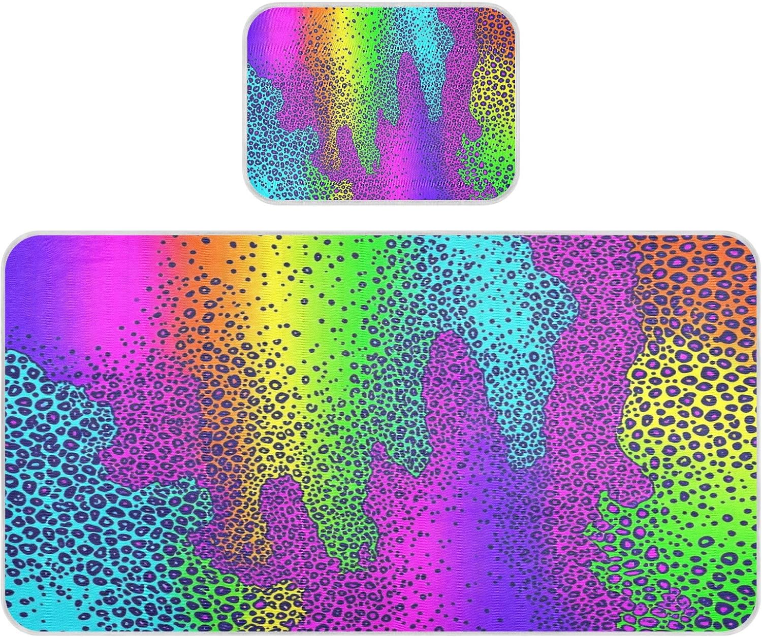 Cooling Baby Bed Mattress Protector 28" x 52" Ultra Soft Rainbow Leopard Print Skin Crib Padding for Sides for Baby&Toddler