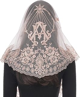 Lace Virgin Mary Mantilla Chapel Veil, Catholic Veils for Women, Spanish Head Covering Marian Angels