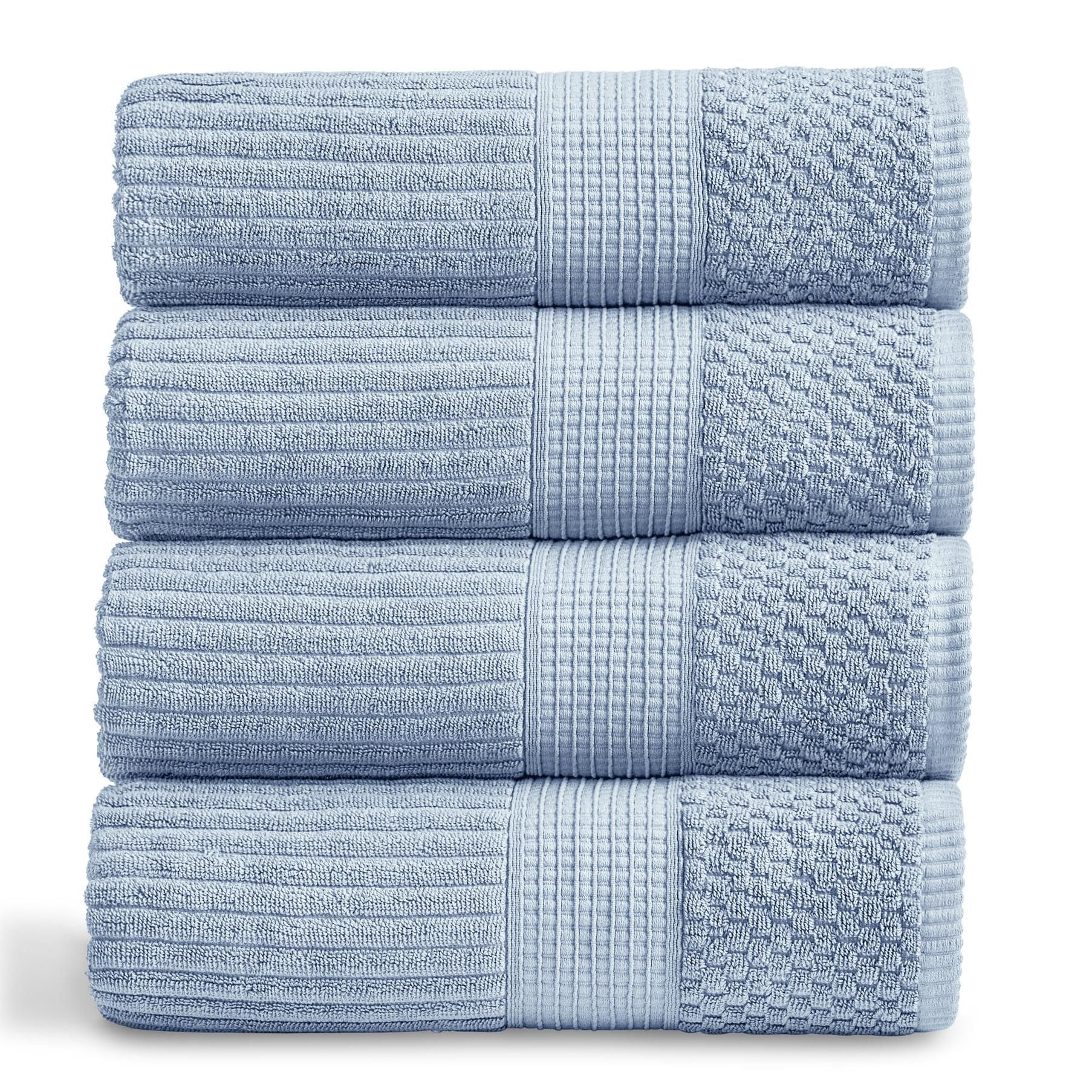 Springtree Home 100% Cotton Bath Towel Set of 4 | Super Soft & Absorbent with Quick-Dry Fibers | 4 Bath Towels | Textured and Durable Cotton | Krista