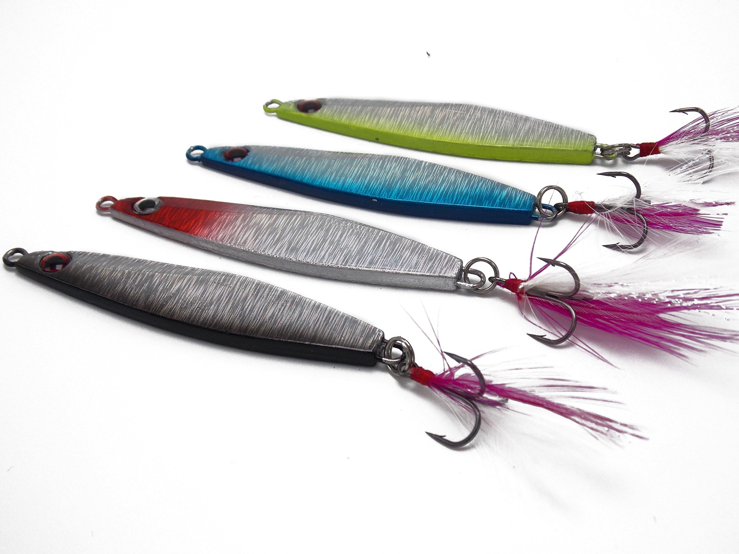 CHSIF 4pcs 1.4oz 3.5" Solid Squid Saltwater Sinking jig Lures