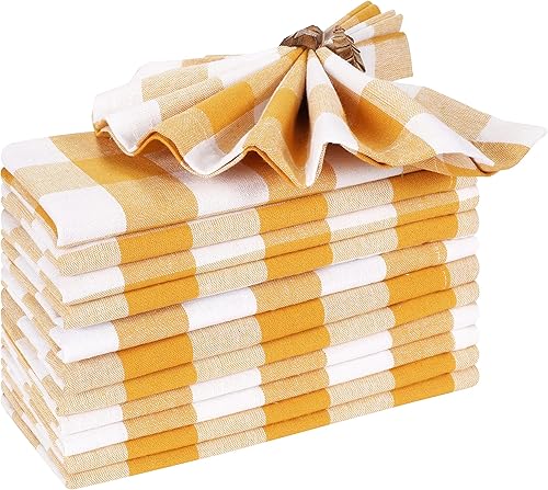 Miniatura 5 de Servilletas de tela a cuadros de guingán, 18 x 18 pulgadas, color blanco mostaza, servilletas de boda, servilletas de cóctel, servilletas de tela,