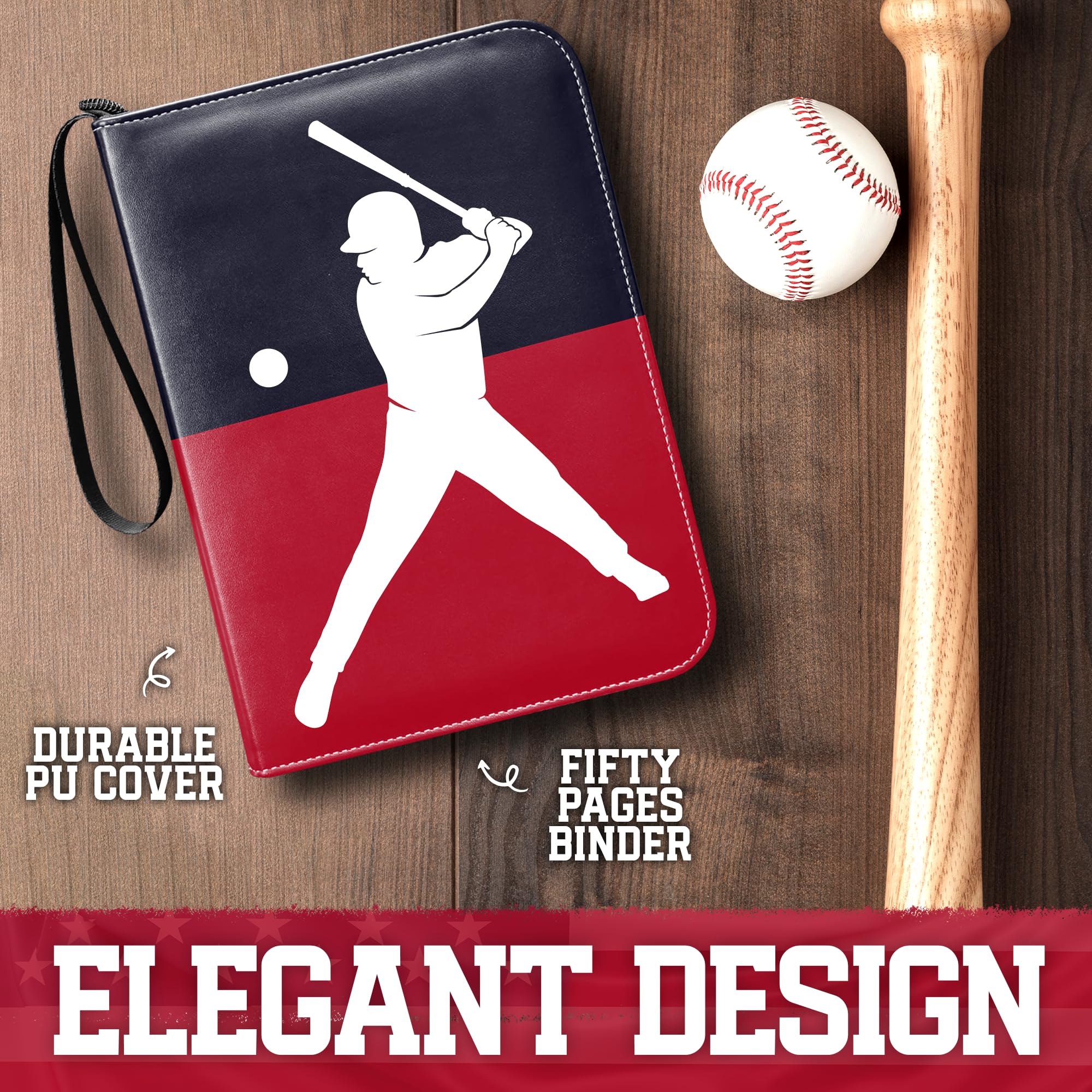 Baseball Card Binder - 900 Pockets for Card Storage With 20 Clear Top Loader Protector Sleeves, Trading Card Binders With 9 Pocket Sleeves, Card Books