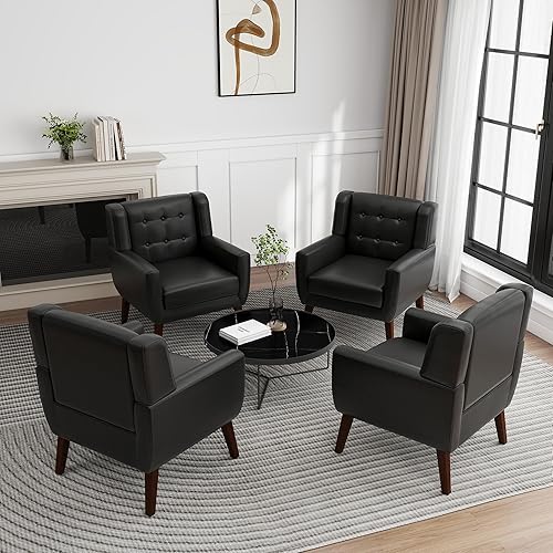 Miniatura 76 de UIXE Silla de Acento Floral, Sillón Moderno Tapizado en Tela para Sala de Estar, Cómodas Sillas de Club con Brazos Sofá Individual con Botones