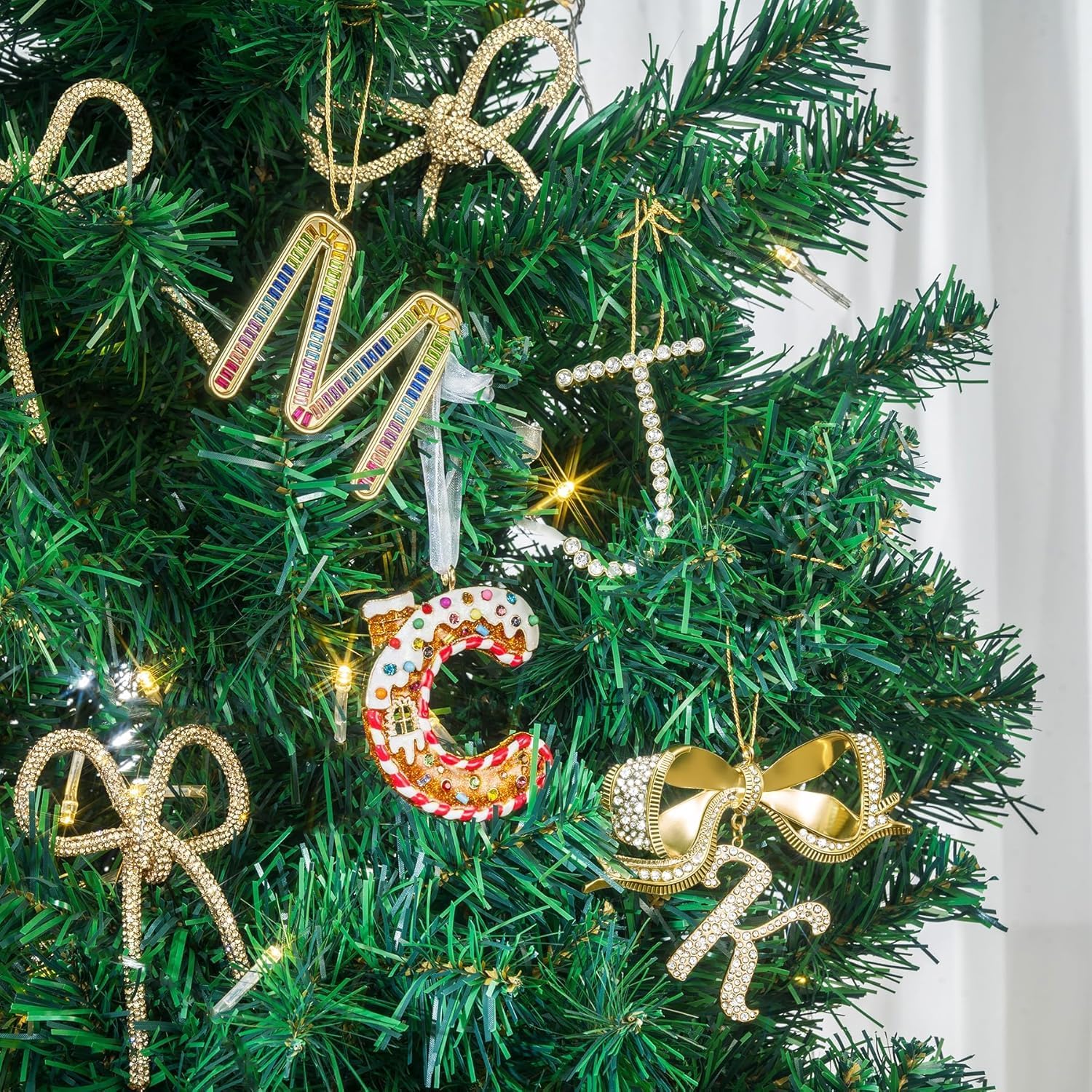 Christmas Letter Ornaments, Letter M Ornaments for Christmas Tree