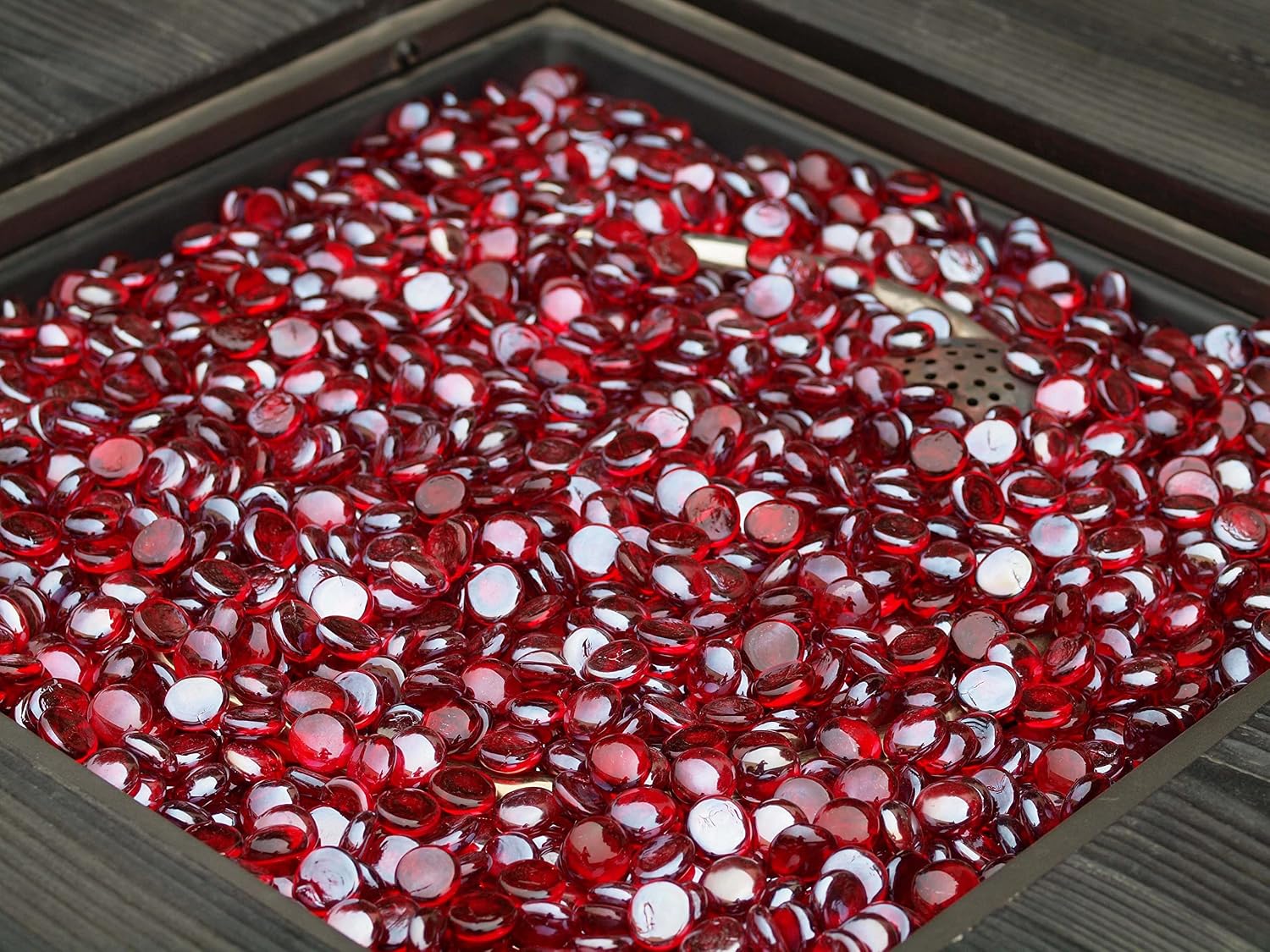 Li Decor 10 Pound Fire Glass Beads 1/2 Inch Fire Pit Glass Fire Glass Rocks for Gas Fireplace,Rubine Red